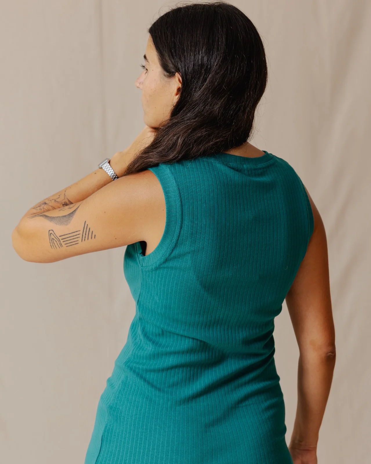 Amelia Ribbed Dress Teal - Image 2