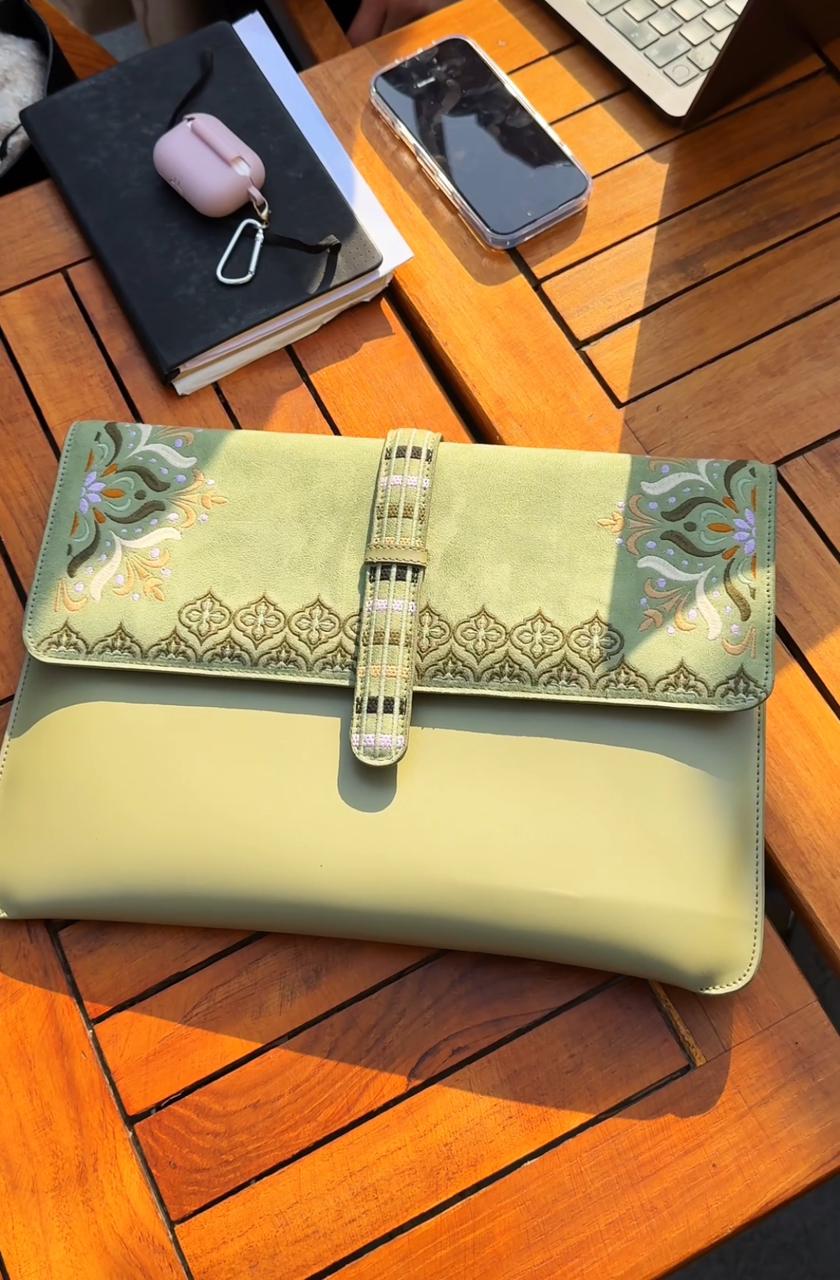 Arabesque Laptop Sleeve In Pistachio - Image 2