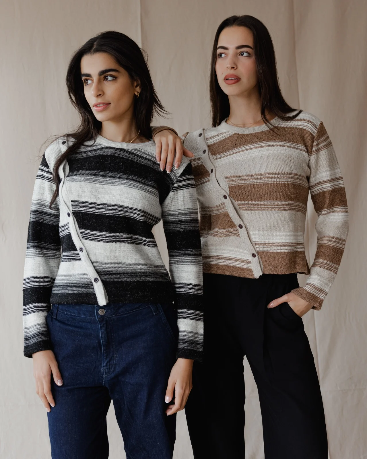 Asymmetrical Wool Top Beige X Cafe - Image 6