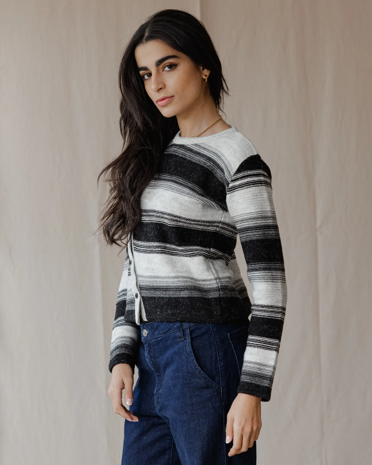 Asymmetrical Wool Top Black X Grey - Image 5