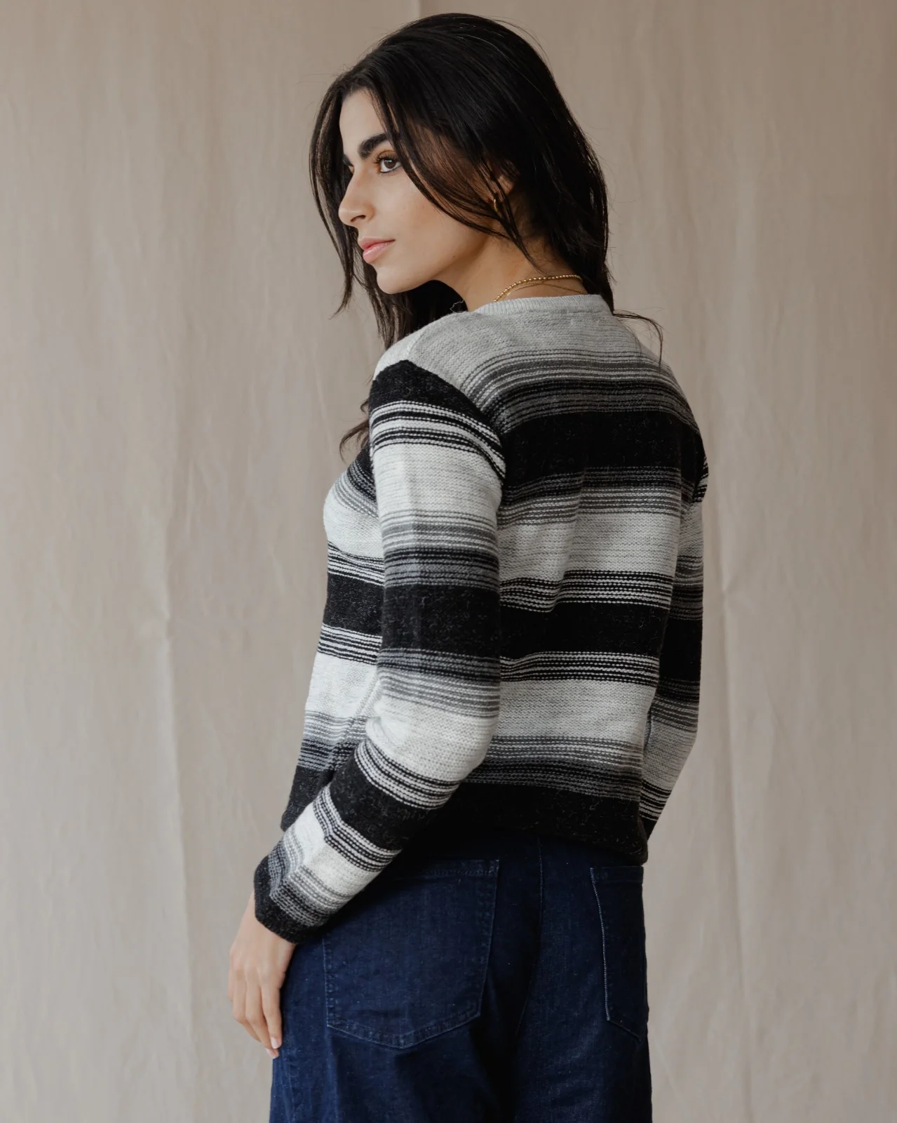 Asymmetrical Wool Top Black X Grey - Image 6