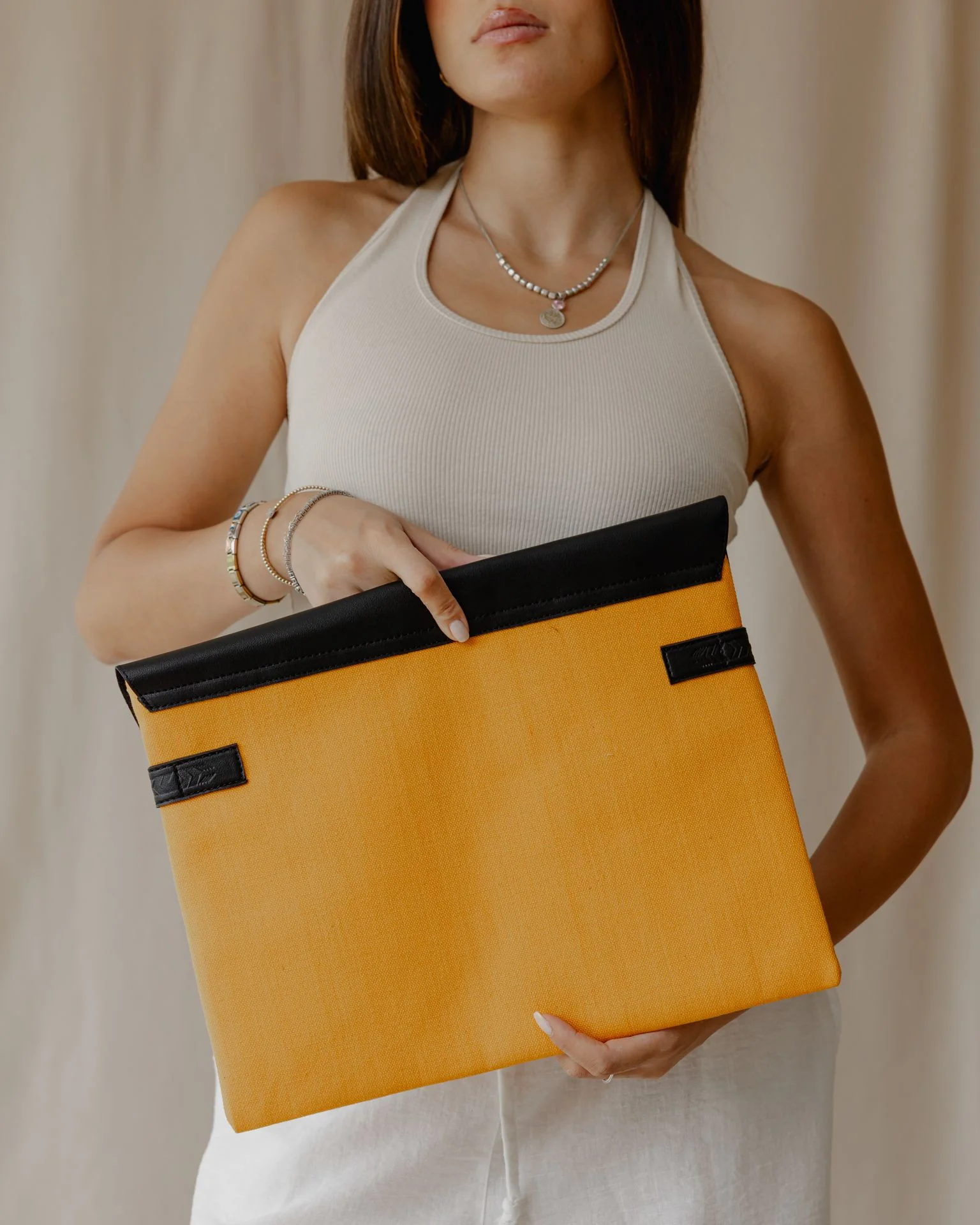 Aztec Laptop Sleeve In Yellow - Image 3