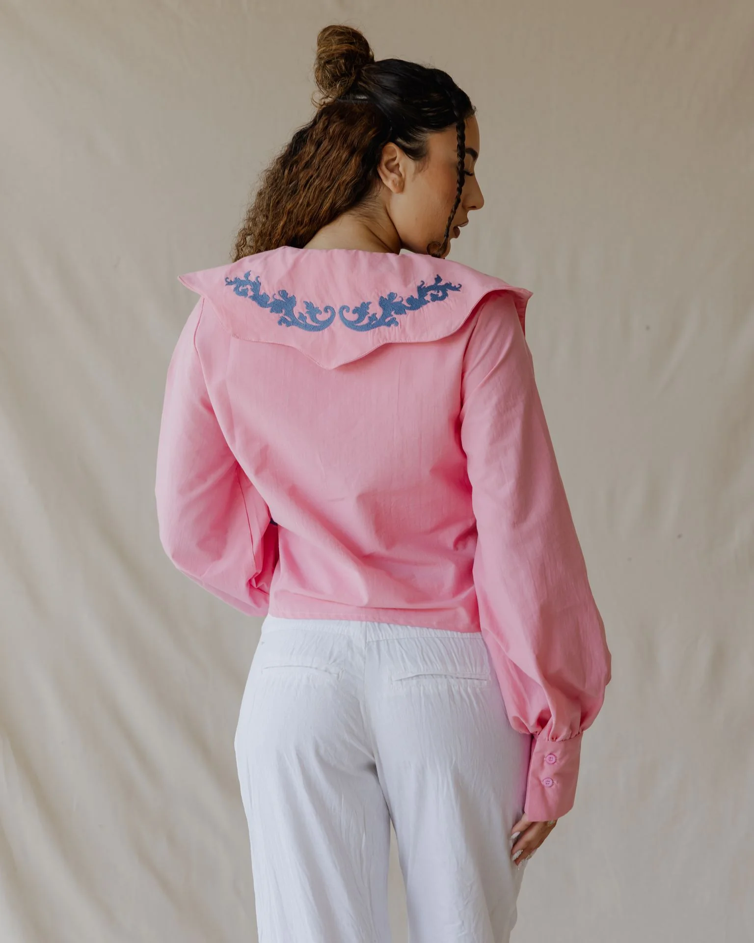 Baroque Collar Pink Shirt - Image 4
