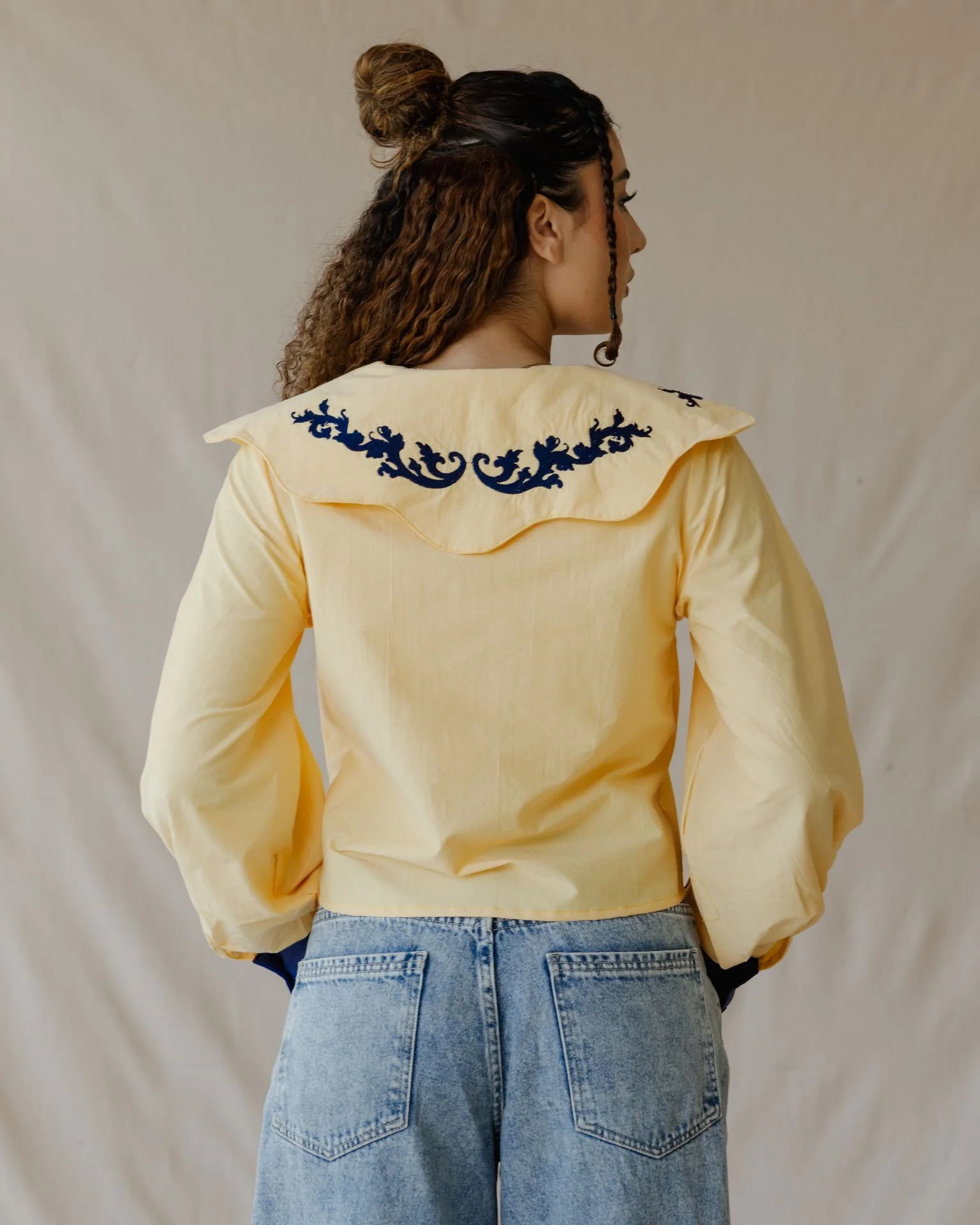 Baroque Collar Yellow Shirt - Image 3