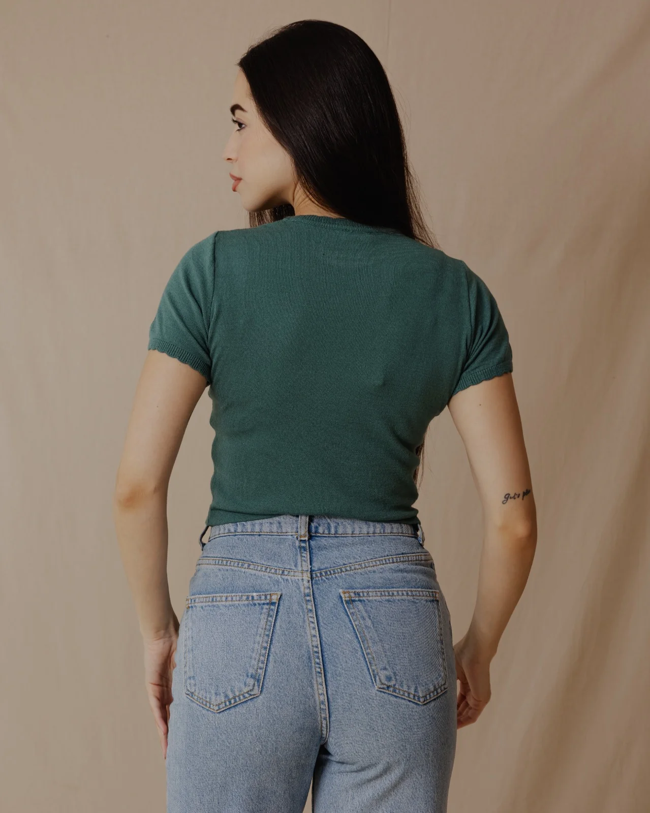 Basic Knit Top Olive - Image 2