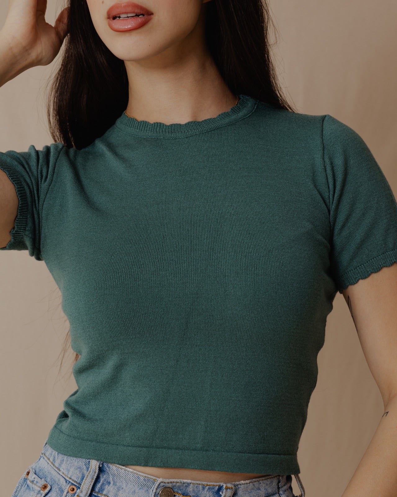 Basic Knit Top Olive - Image 4
