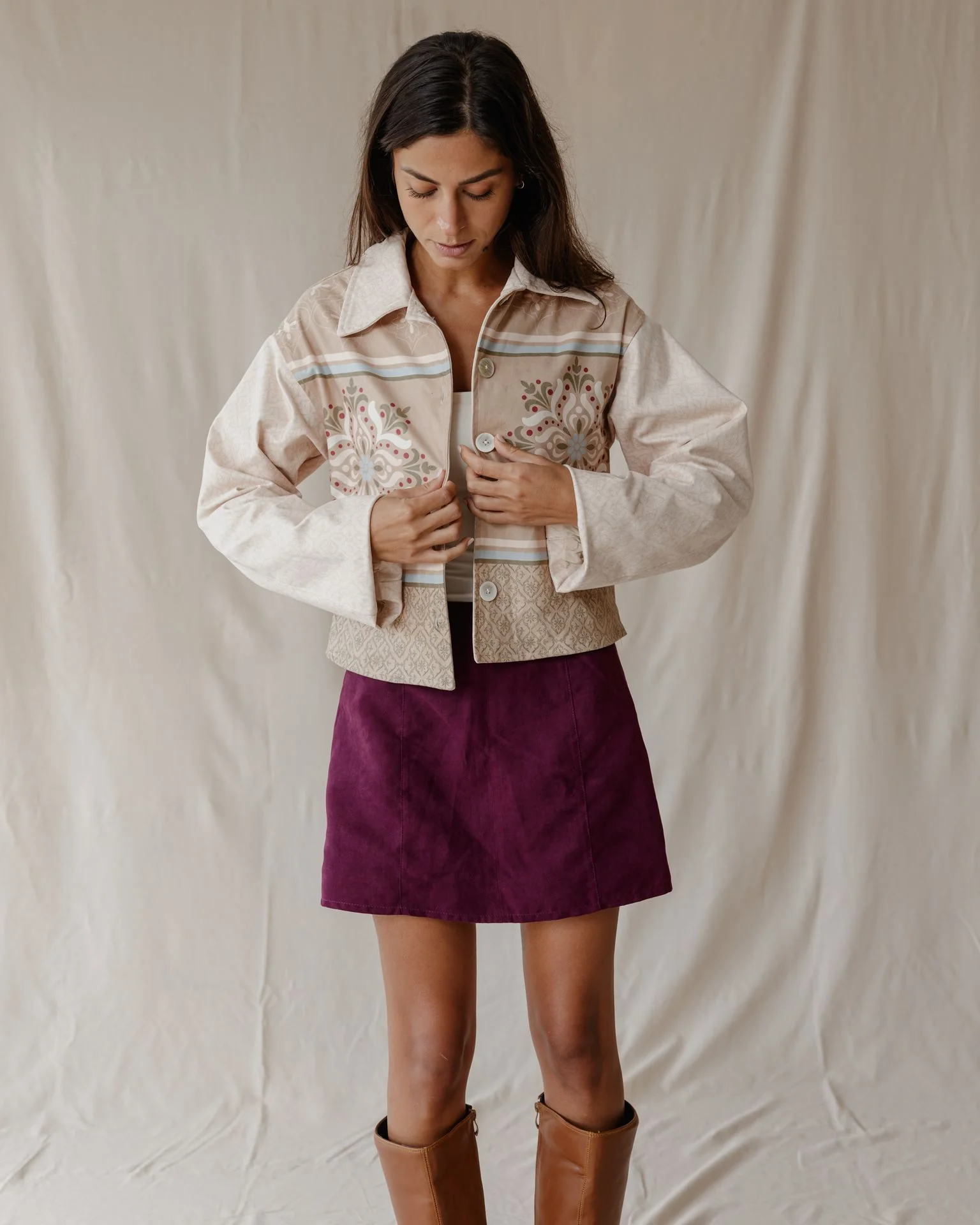 Beige Arabesque Suede Jacket - Image 3