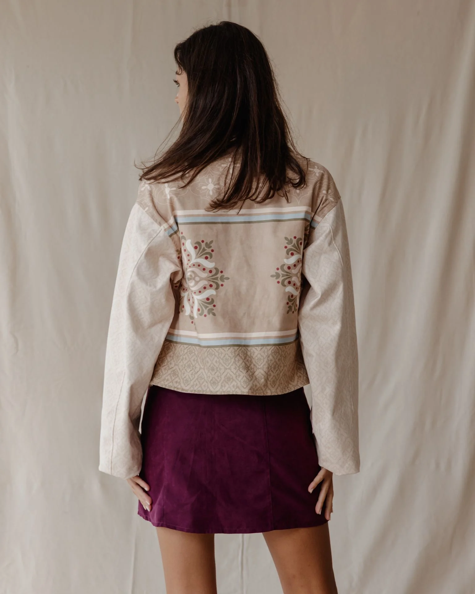 Beige Arabesque Suede Jacket - Image 4