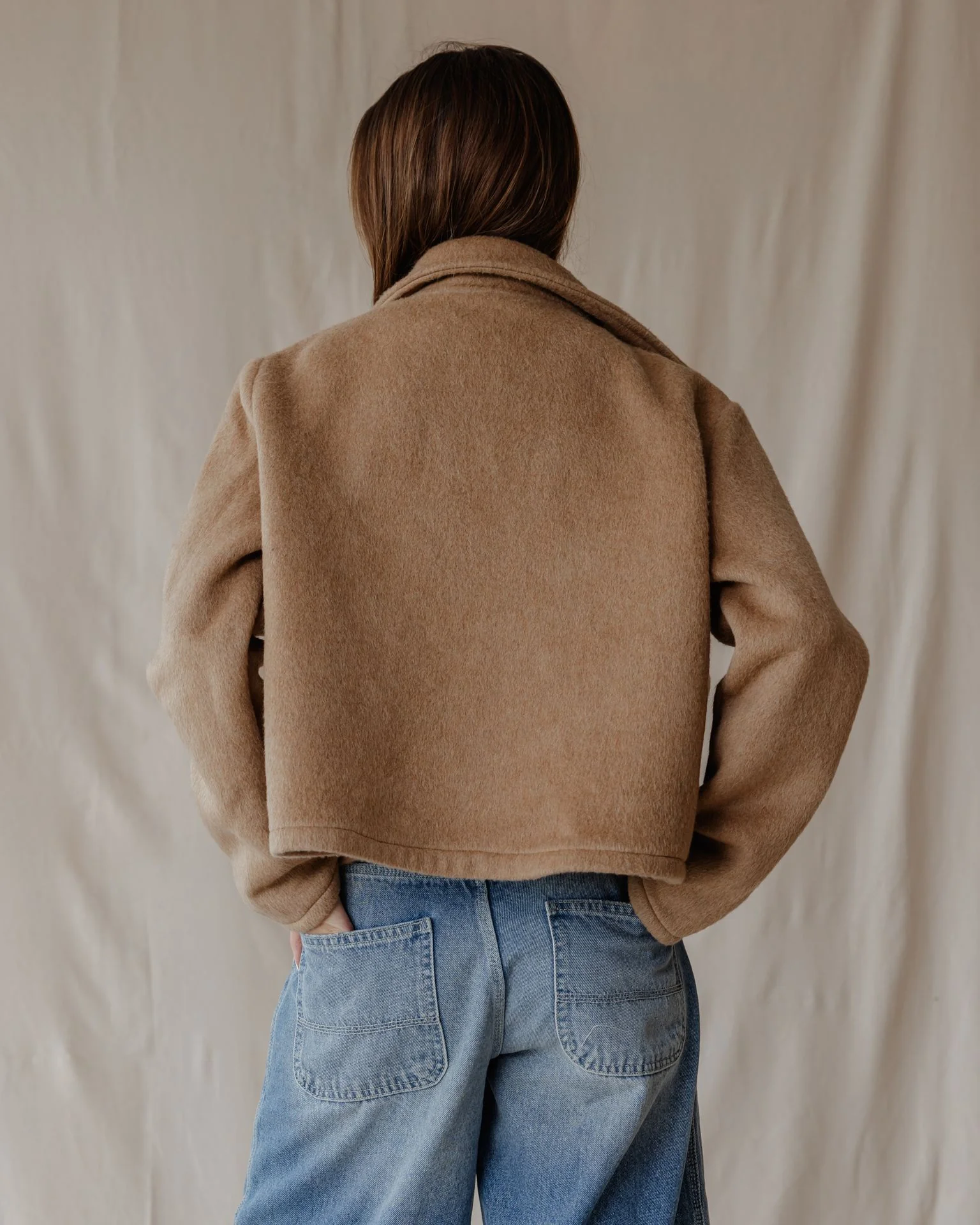 Beige Cropped Coat - Image 4
