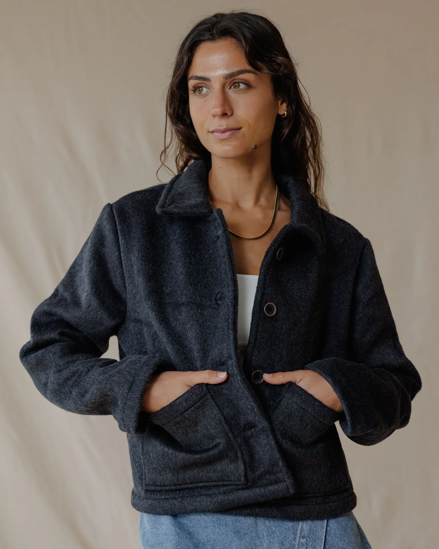 Black Cropped Coat - Image 3