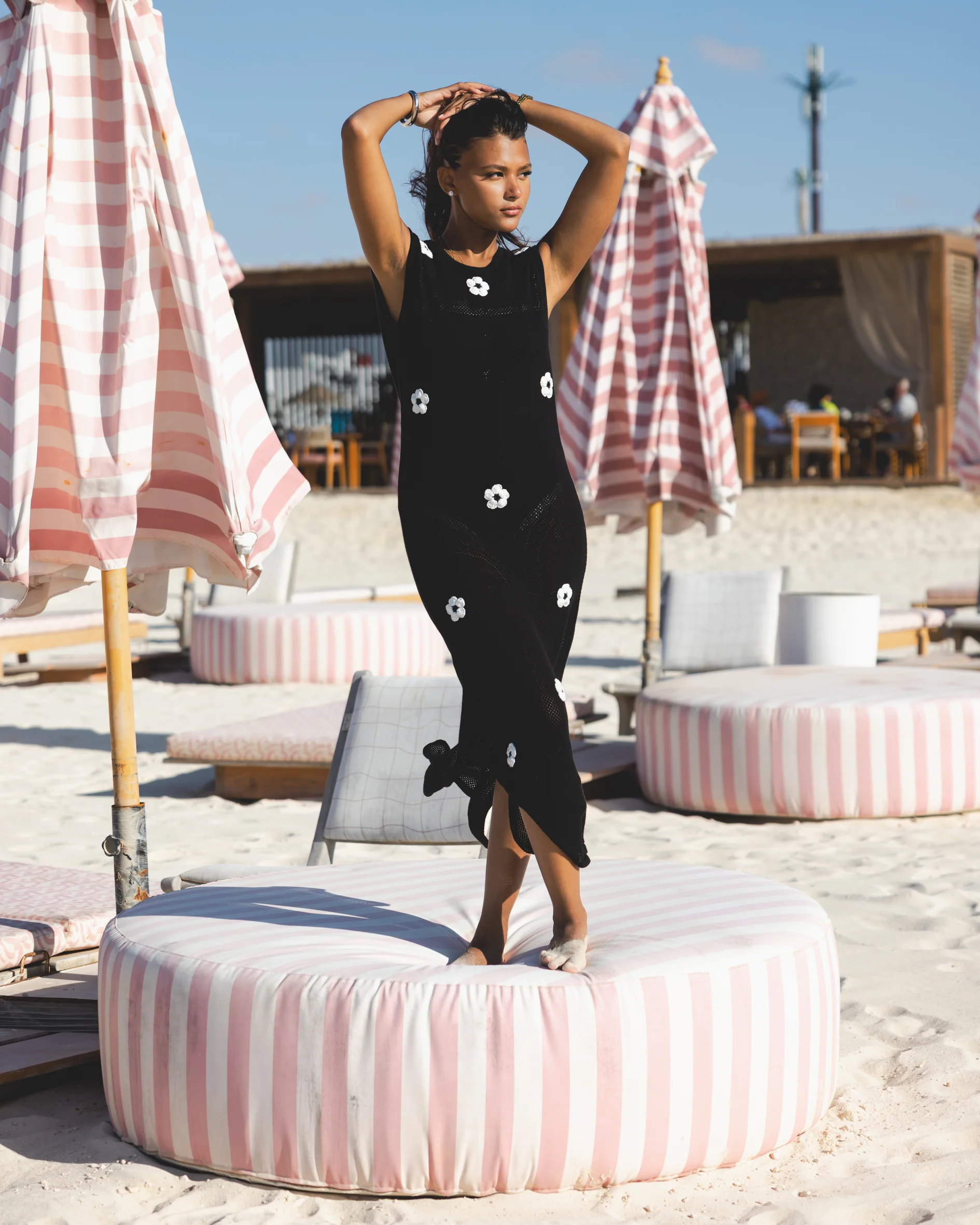 Black Daisy Drift Dress - Image 3