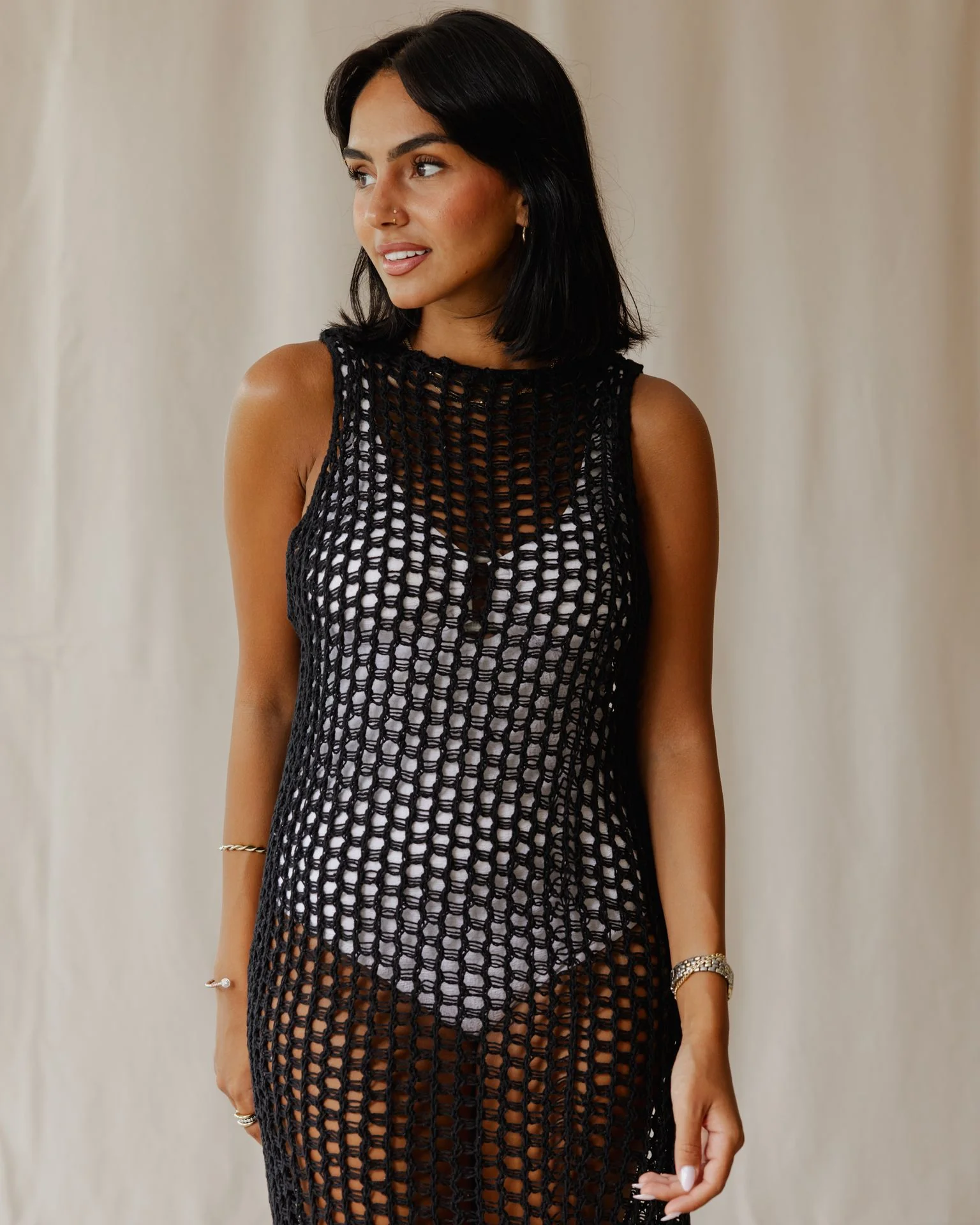 Black Handmade Knit Dress - Image 2