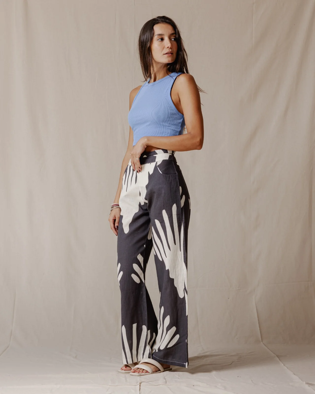 Black Shells Linen Pants - Image 2
