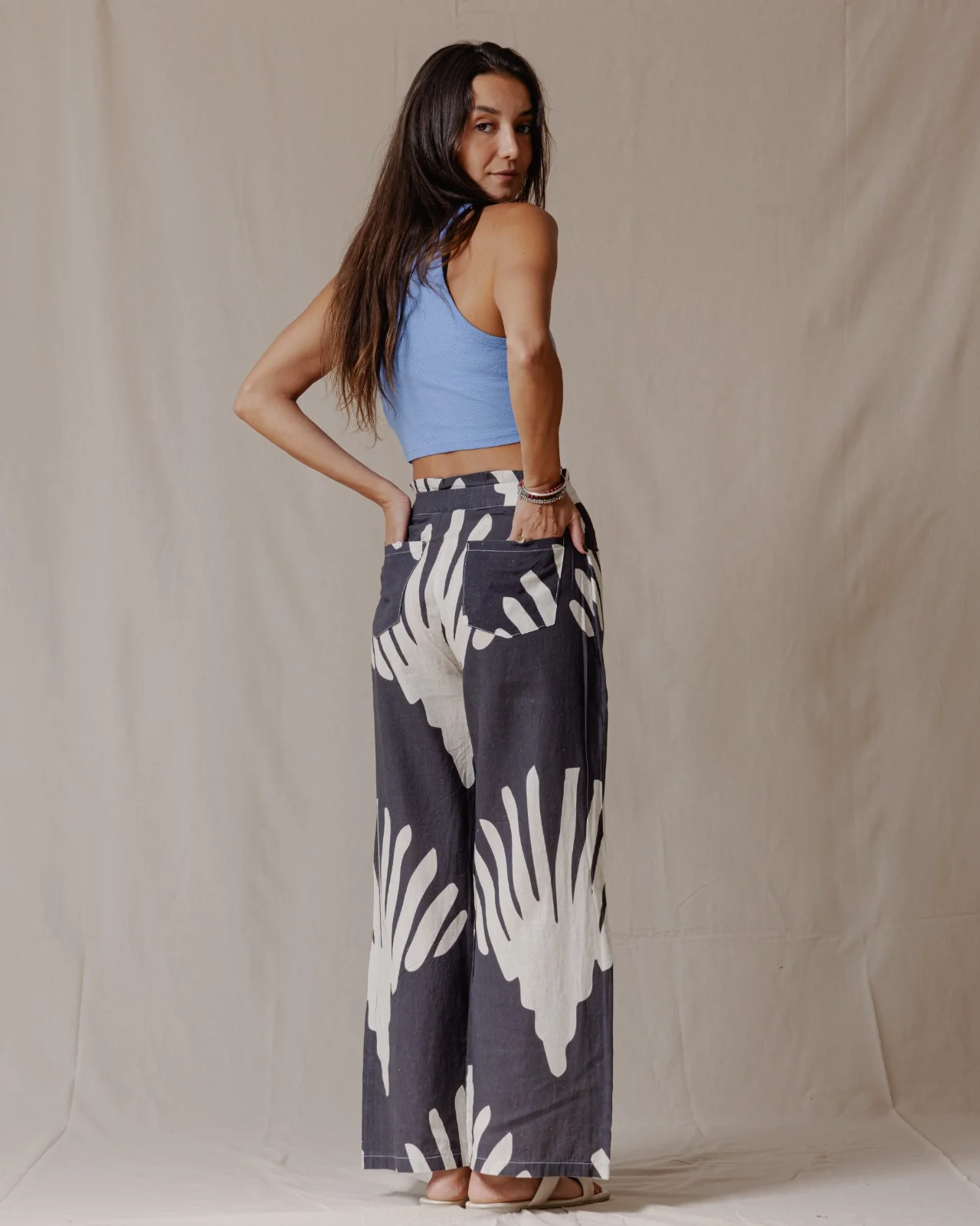 Black Shells Linen Pants - Image 3