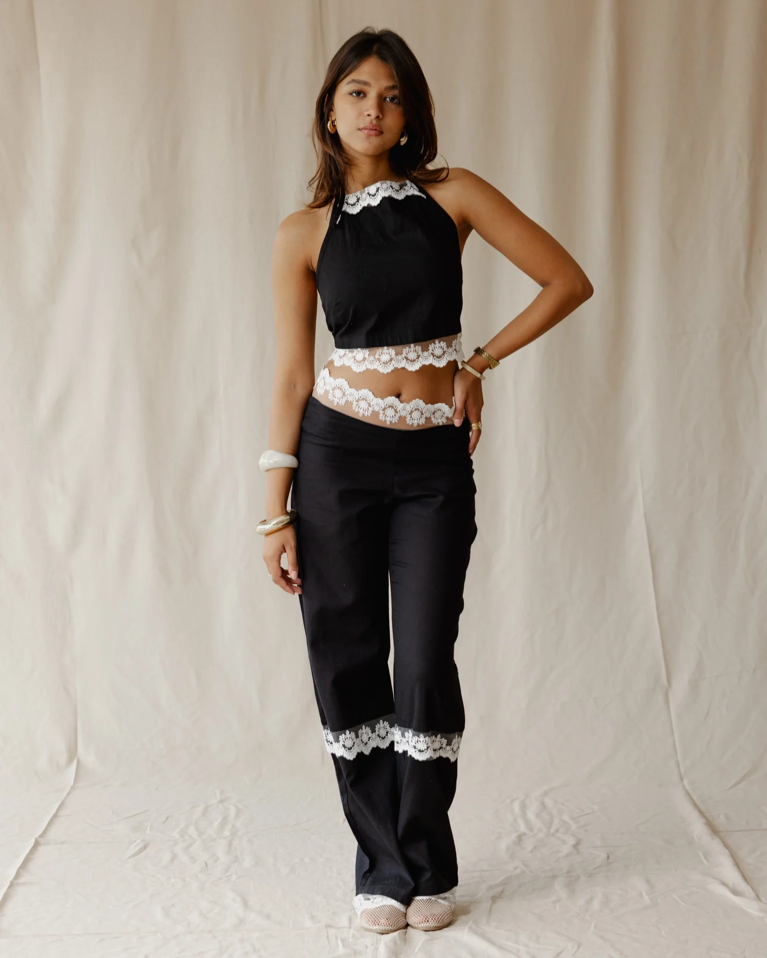 Bloom Linen Set In Black