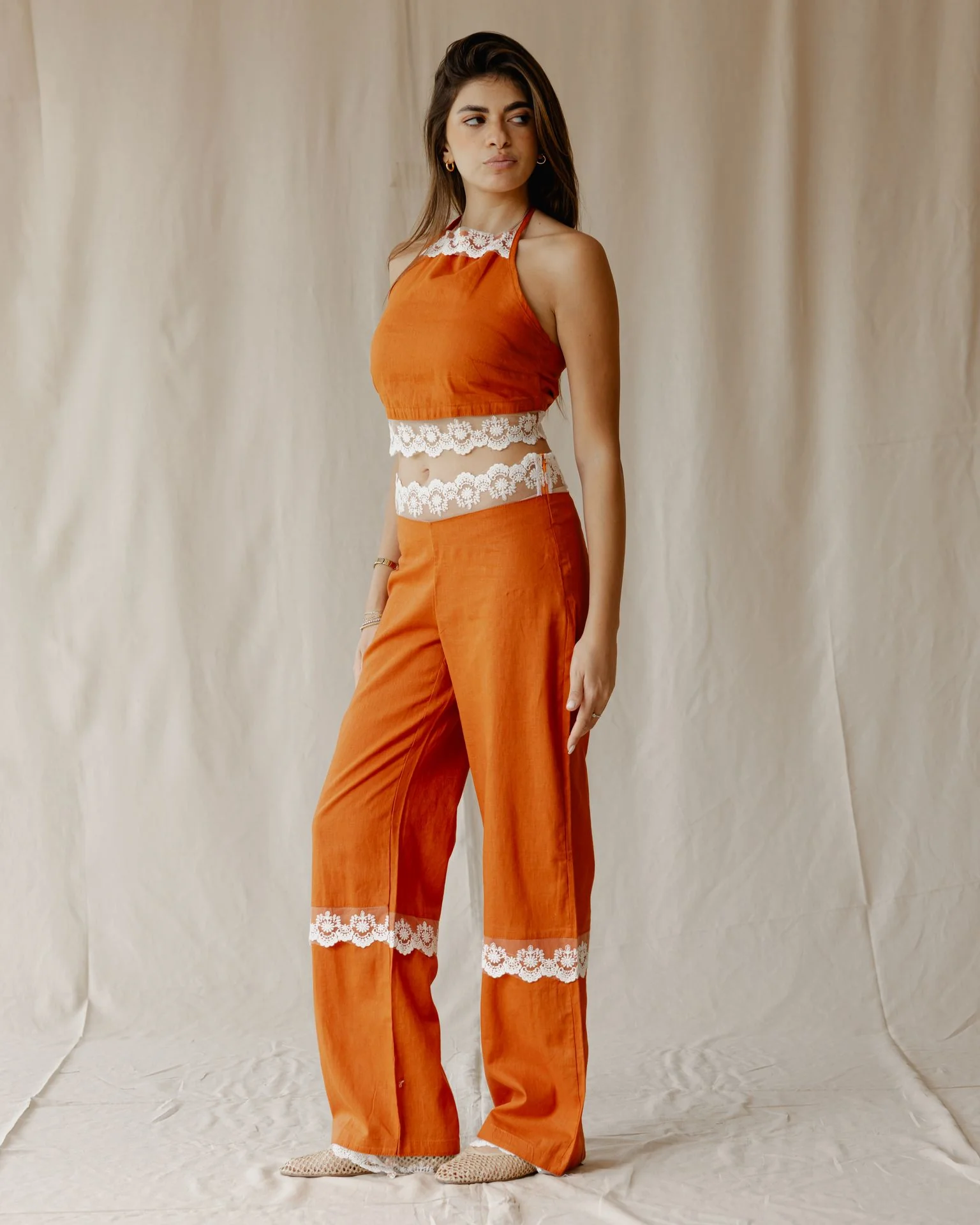 Bloom Linen Set In Orange - Image 2