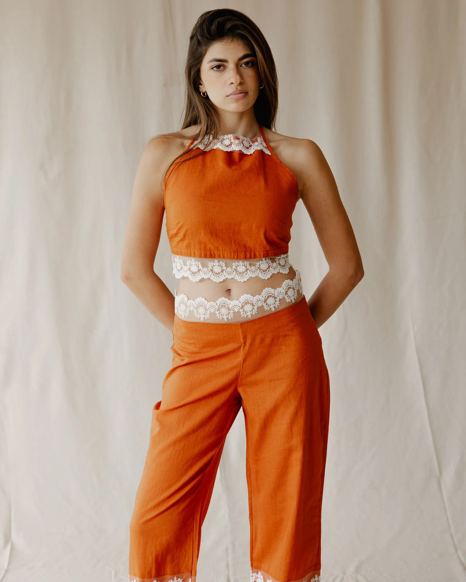 Bloom Linen Set In Orange - Image 3