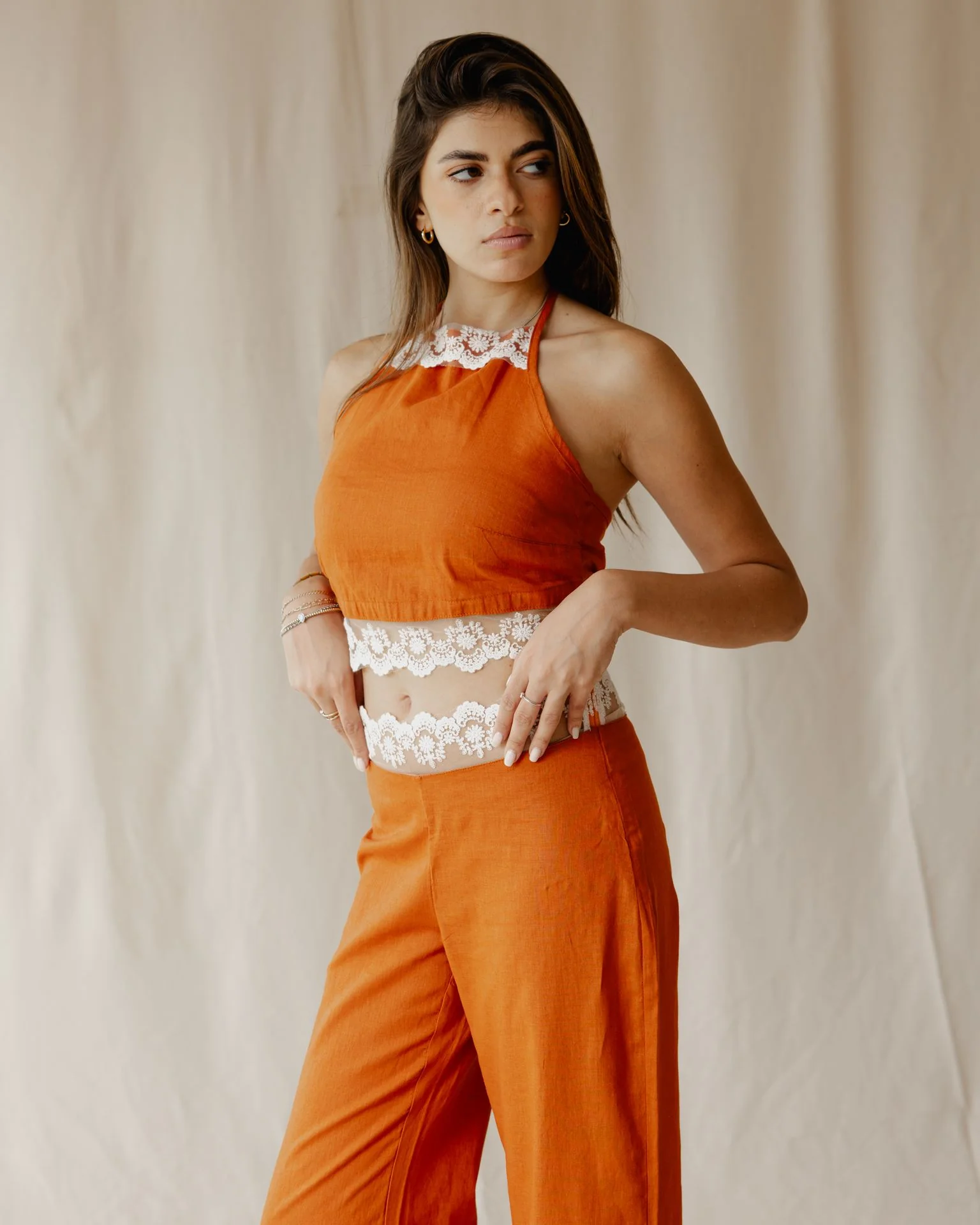 Bloom Linen Set In Orange - Image 4