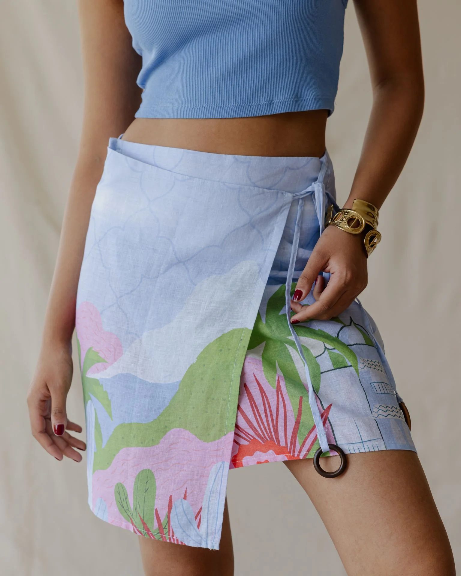 Blue Sunrise Oasis Linen Skirt - Image 5
