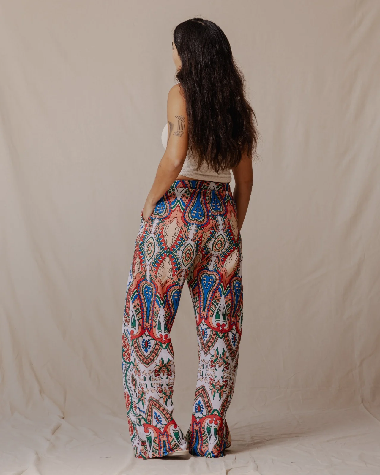 Bohemian Paisley Linen Pants - Image 2