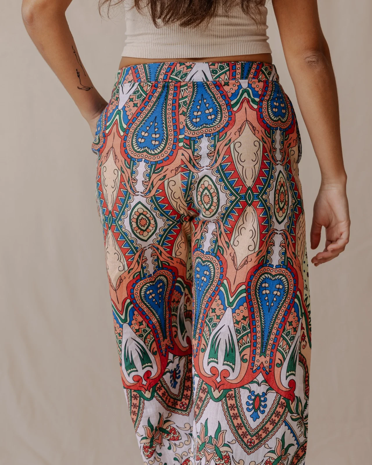 Bohemian Paisley Linen Pants - Image 5