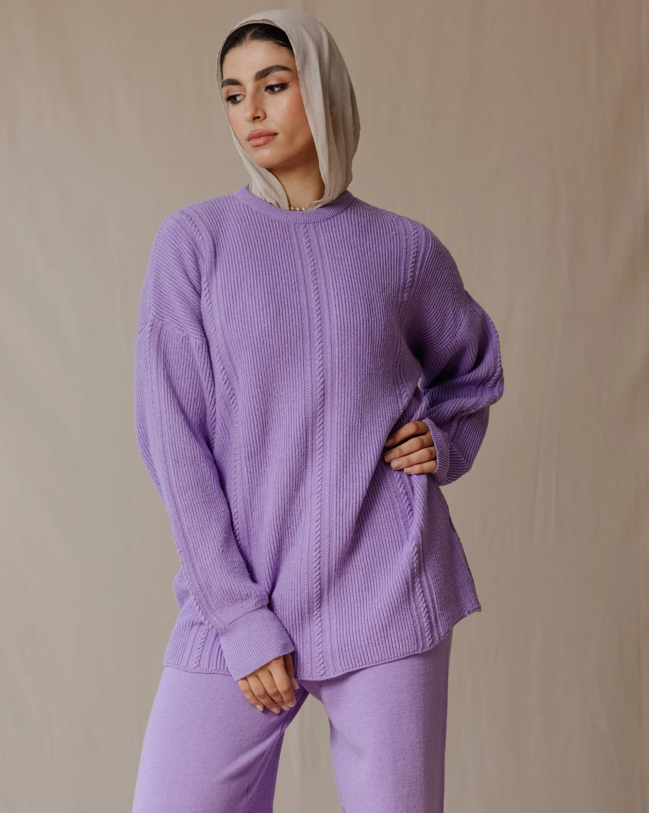 Braided Knit Set Purple - Image 3
