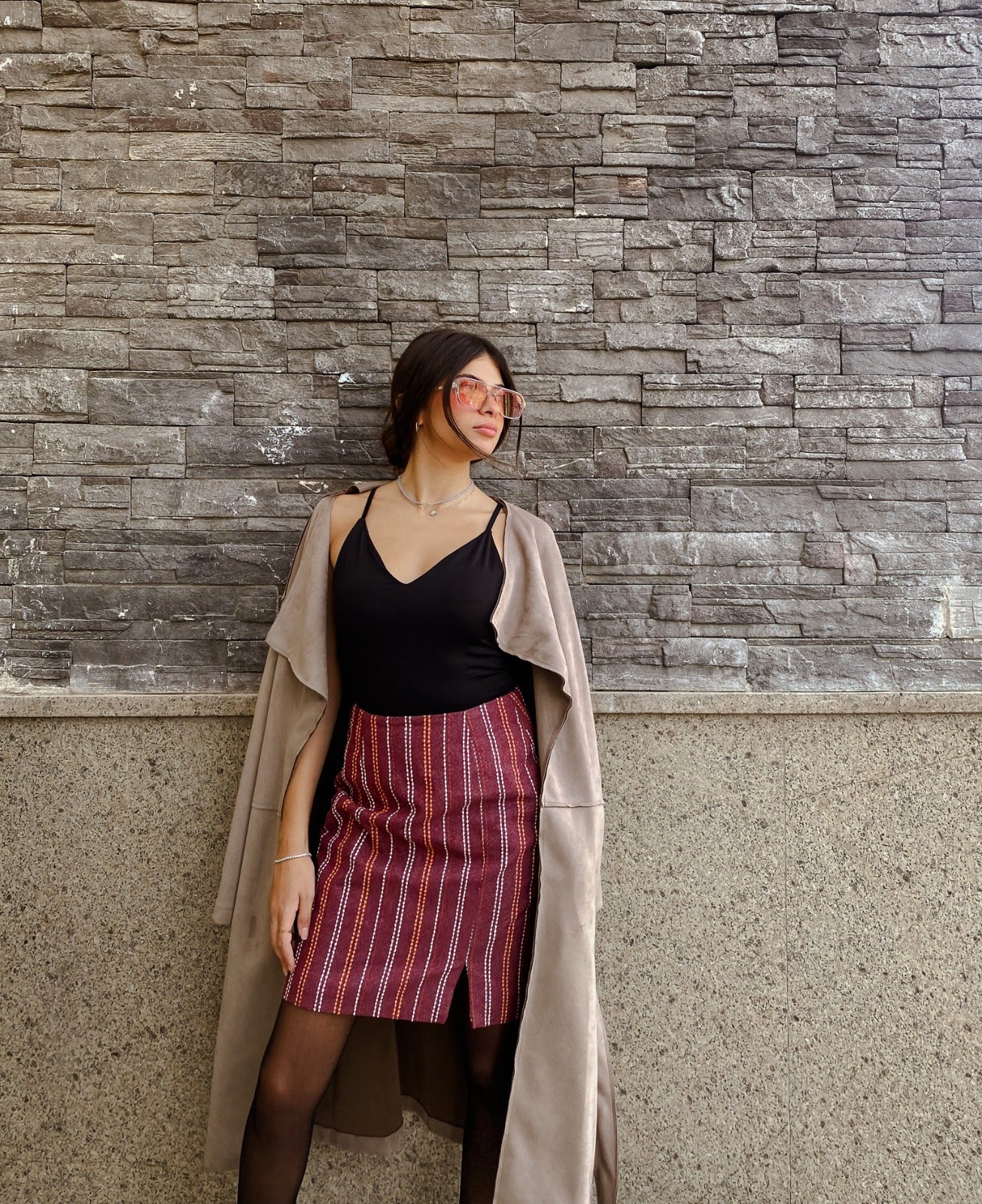 Burgundy Grace Knee Length Skirt - Image 3