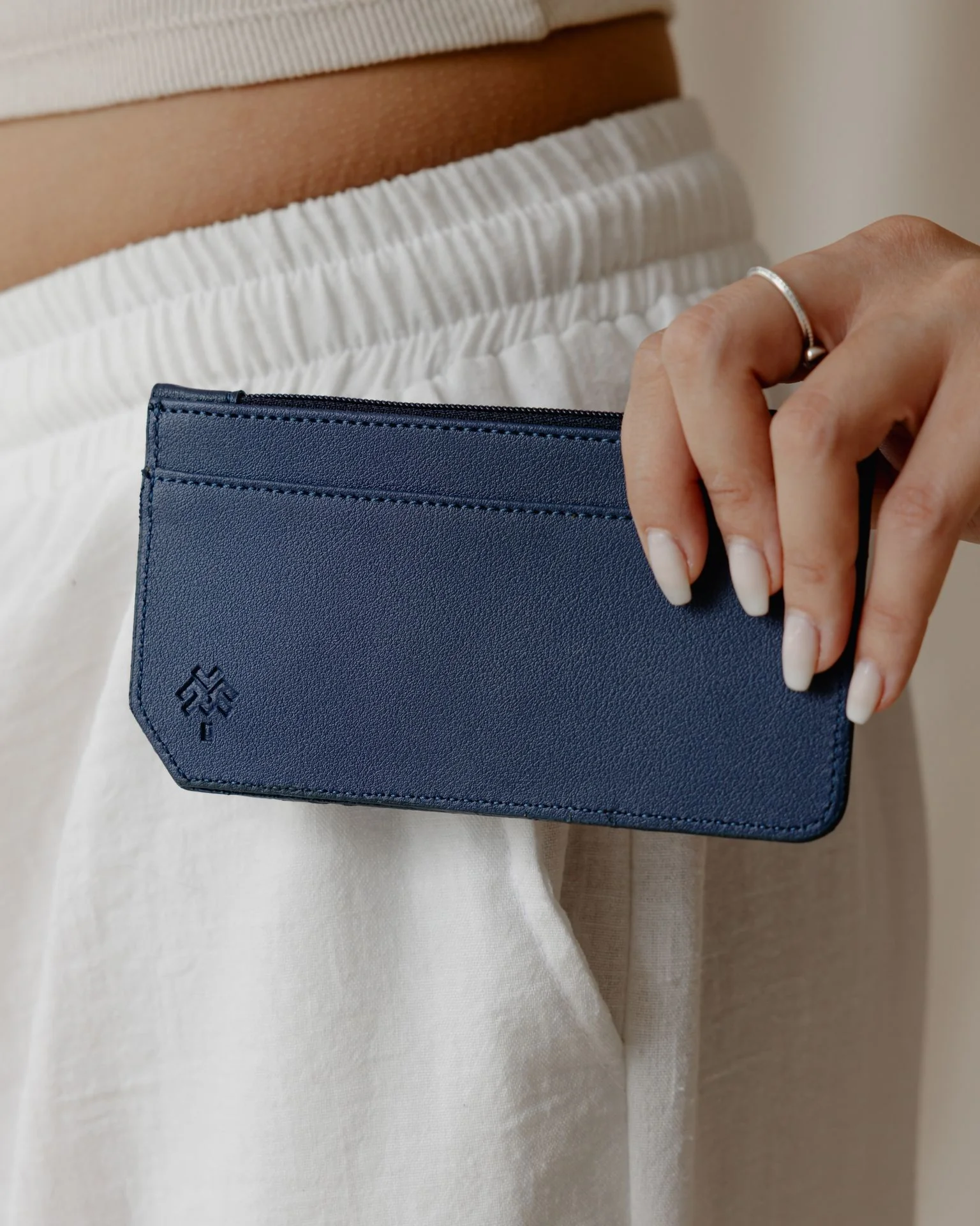 Navy Blue Flowered Card Holder - Image 3