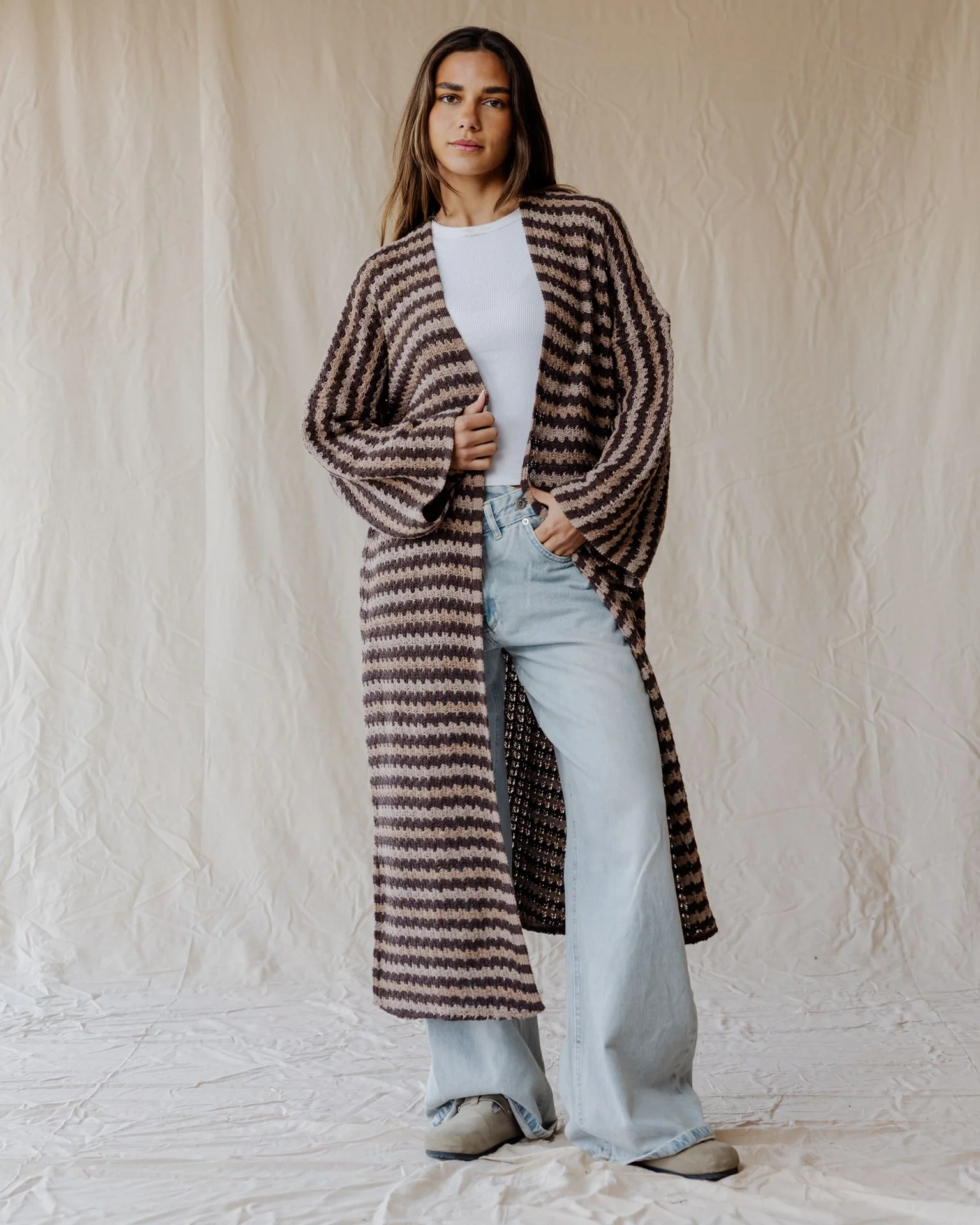 Cocoa Stripe Flow Cardigan - Image 2