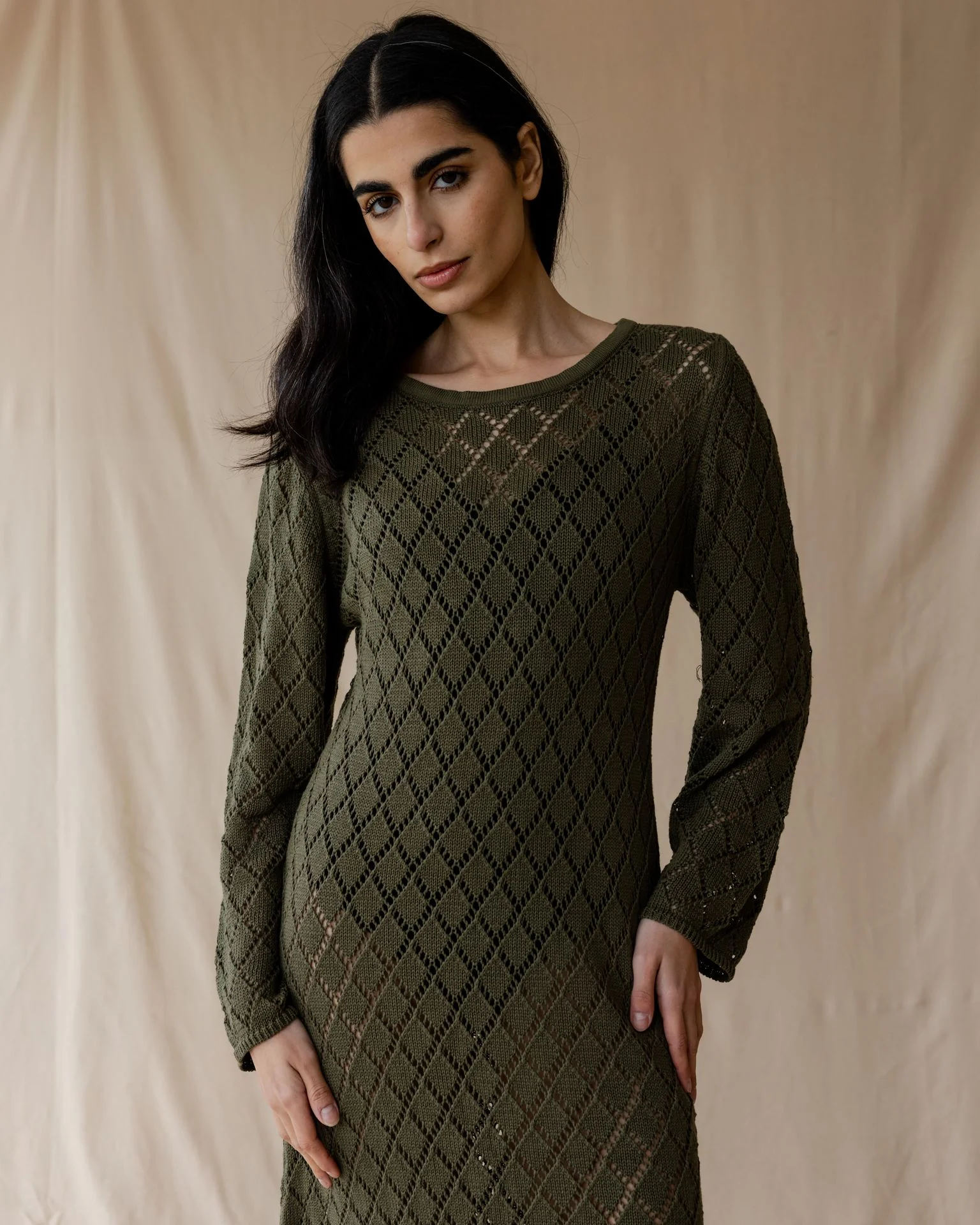 Dusk Olive Knit Dress - Image 2