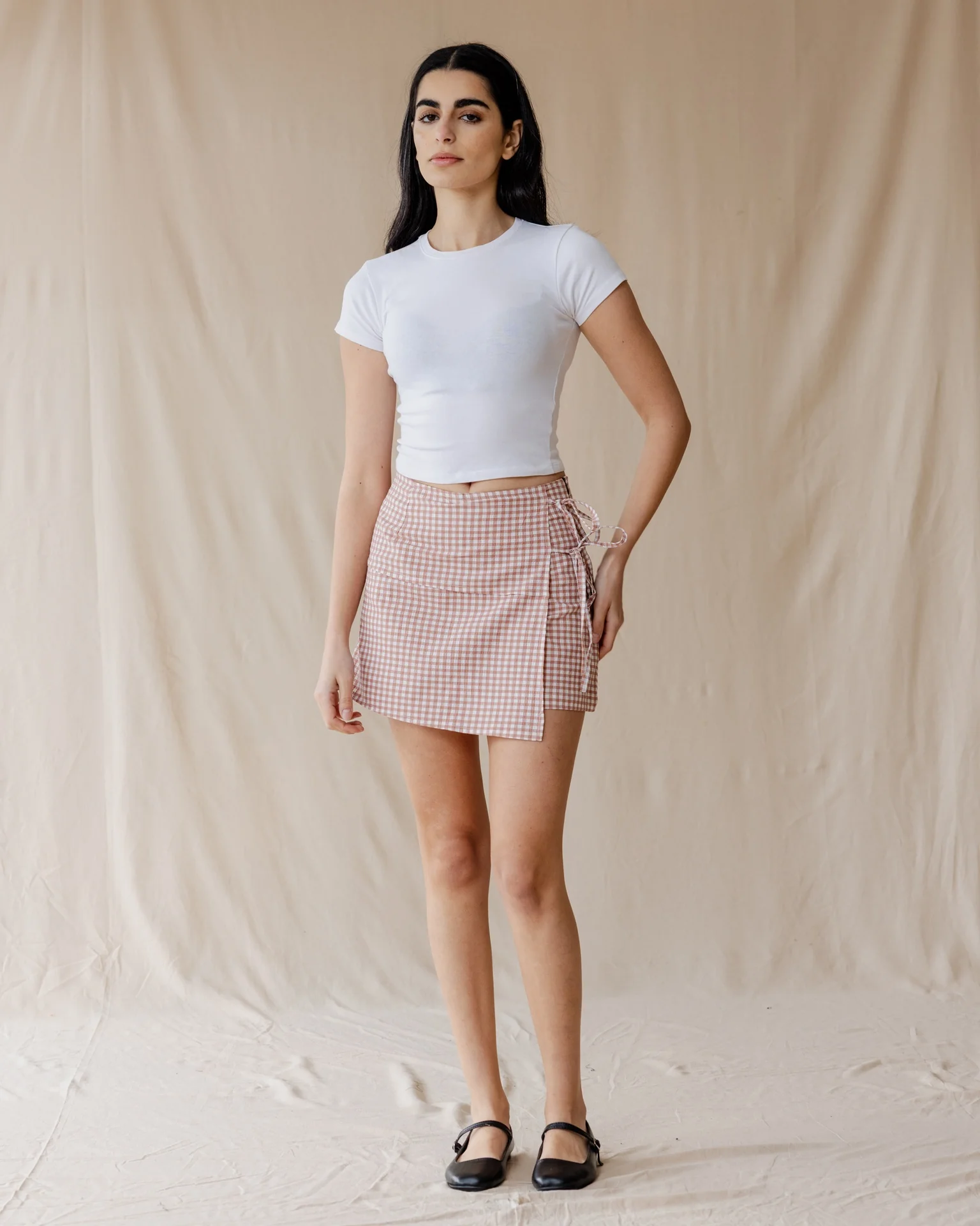 Dusty Pink Gingham Skort