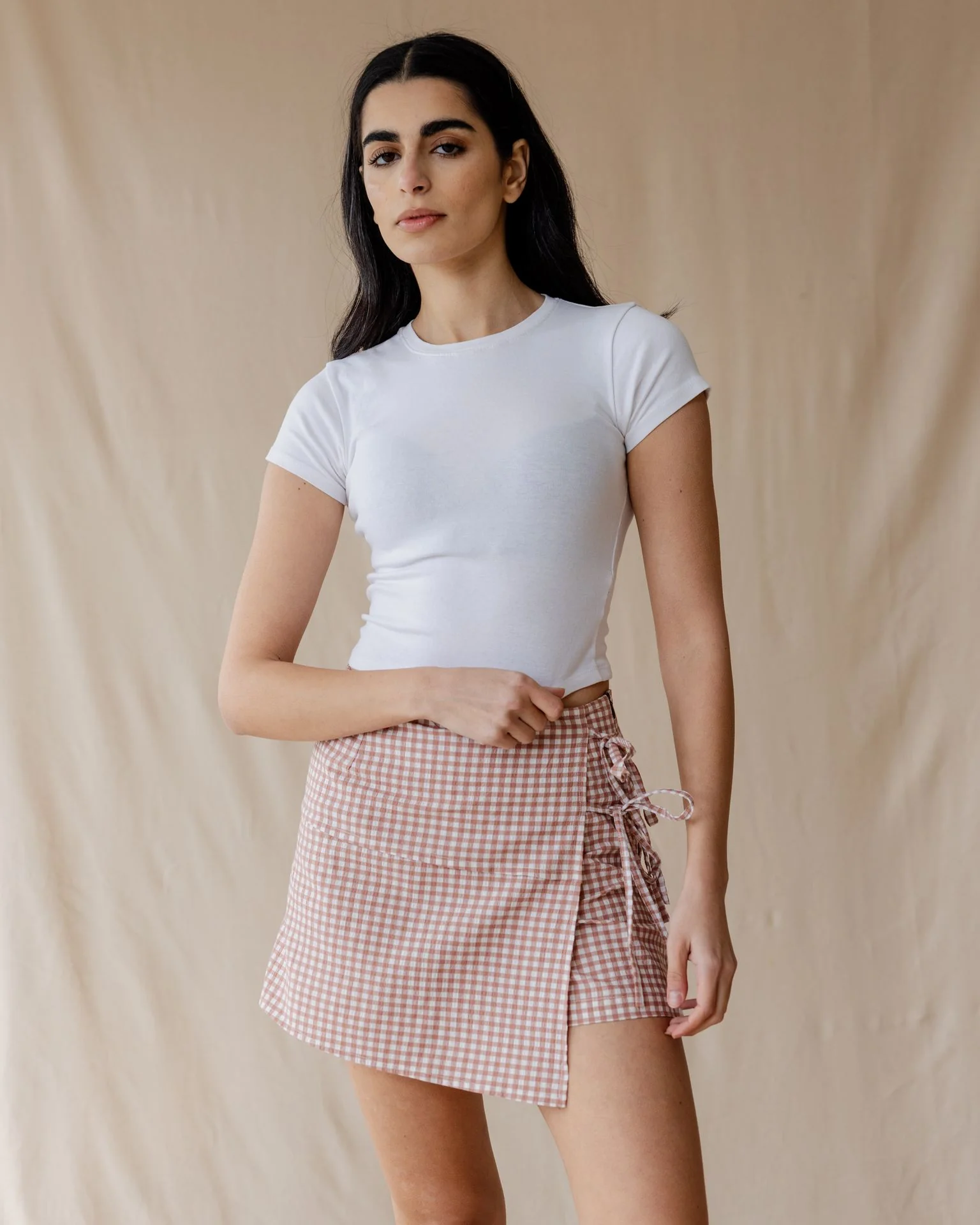 Dusty Pink Gingham Skort - Image 3