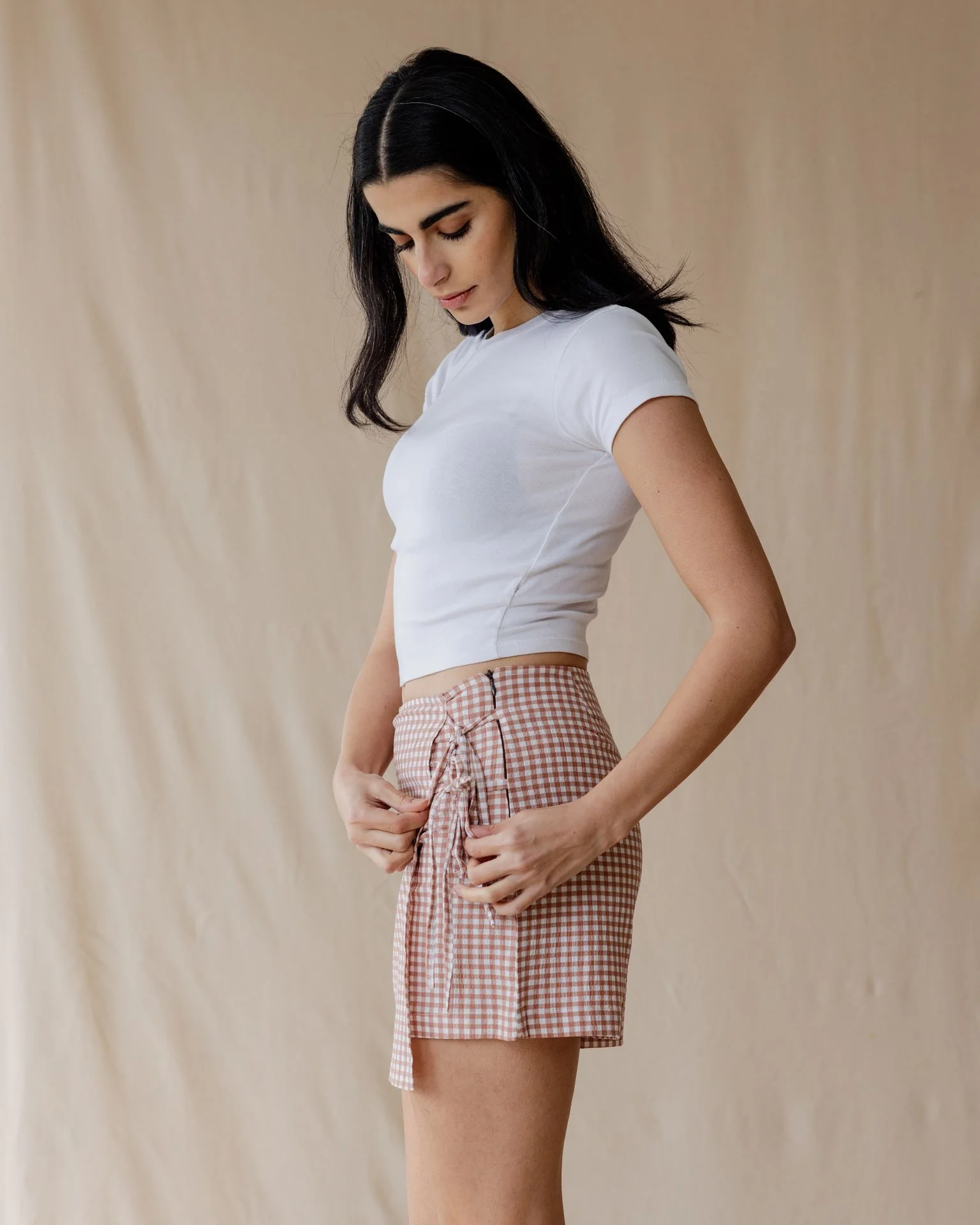 Dusty Pink Gingham Skort - Image 4