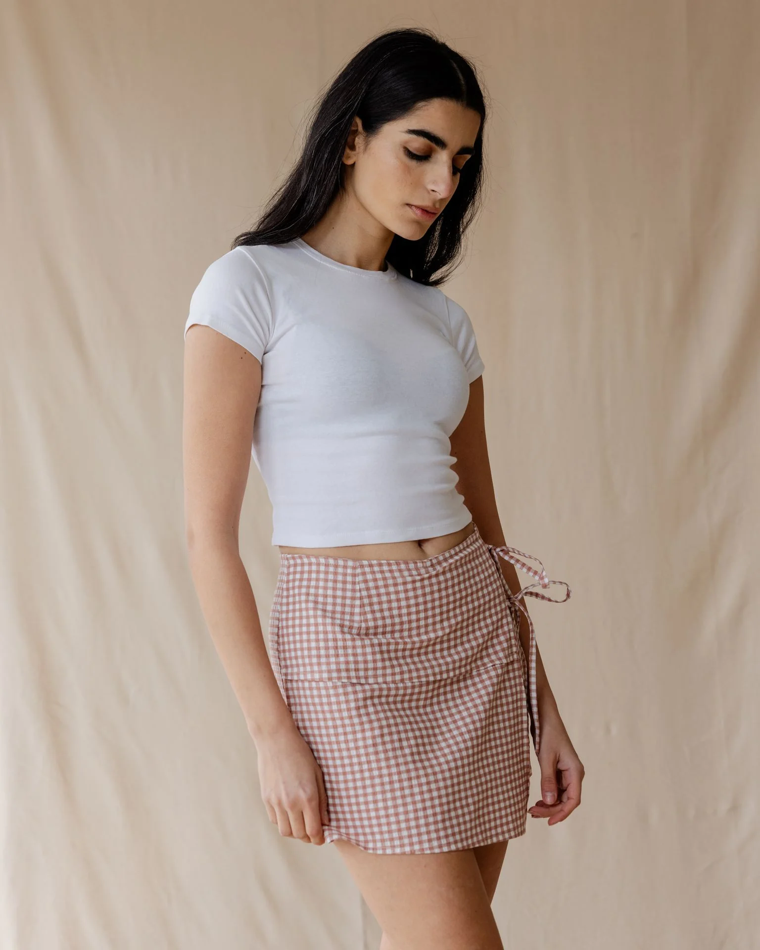 Dusty Pink Gingham Skort - Image 5