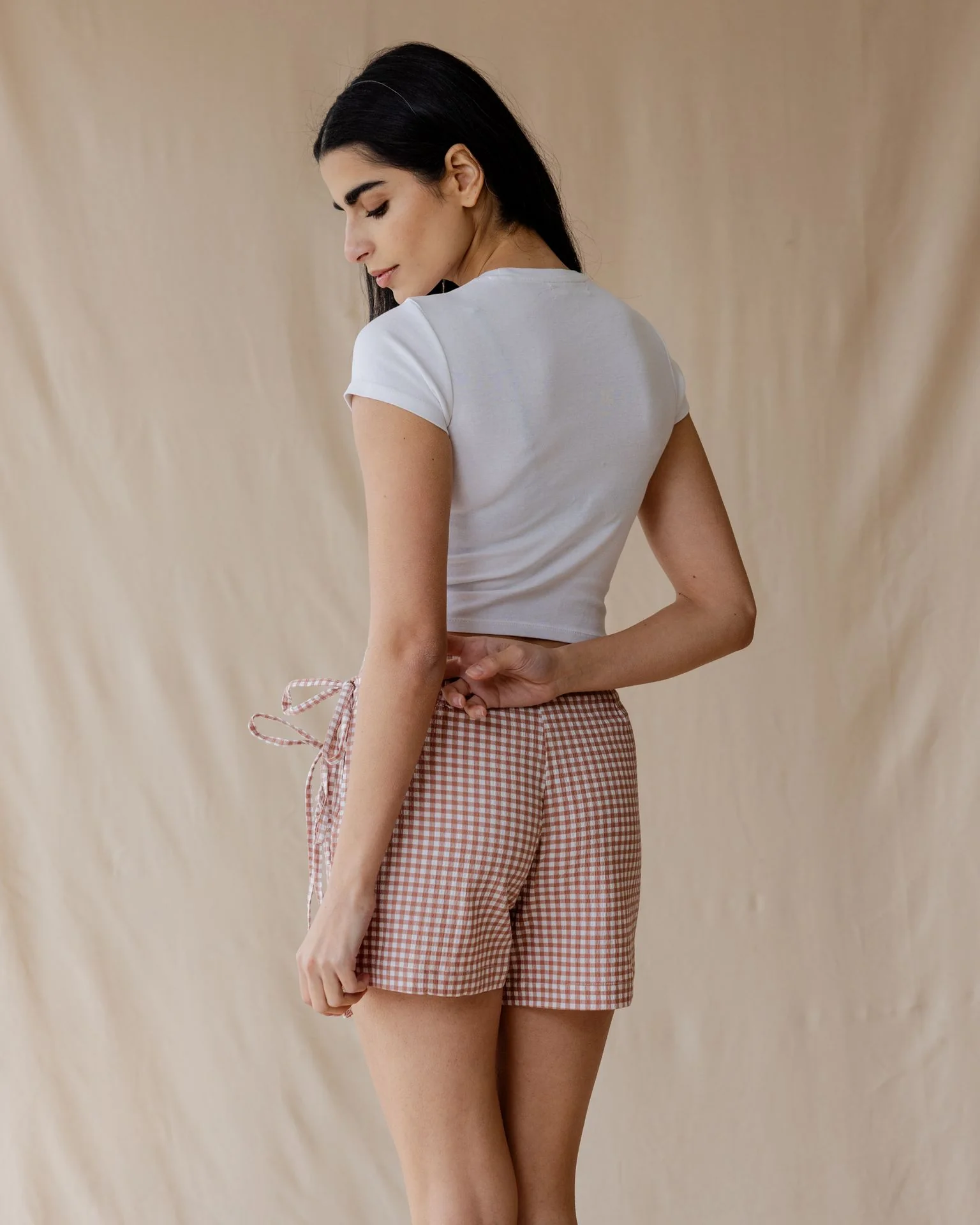 Dusty Pink Gingham Skort - Image 6