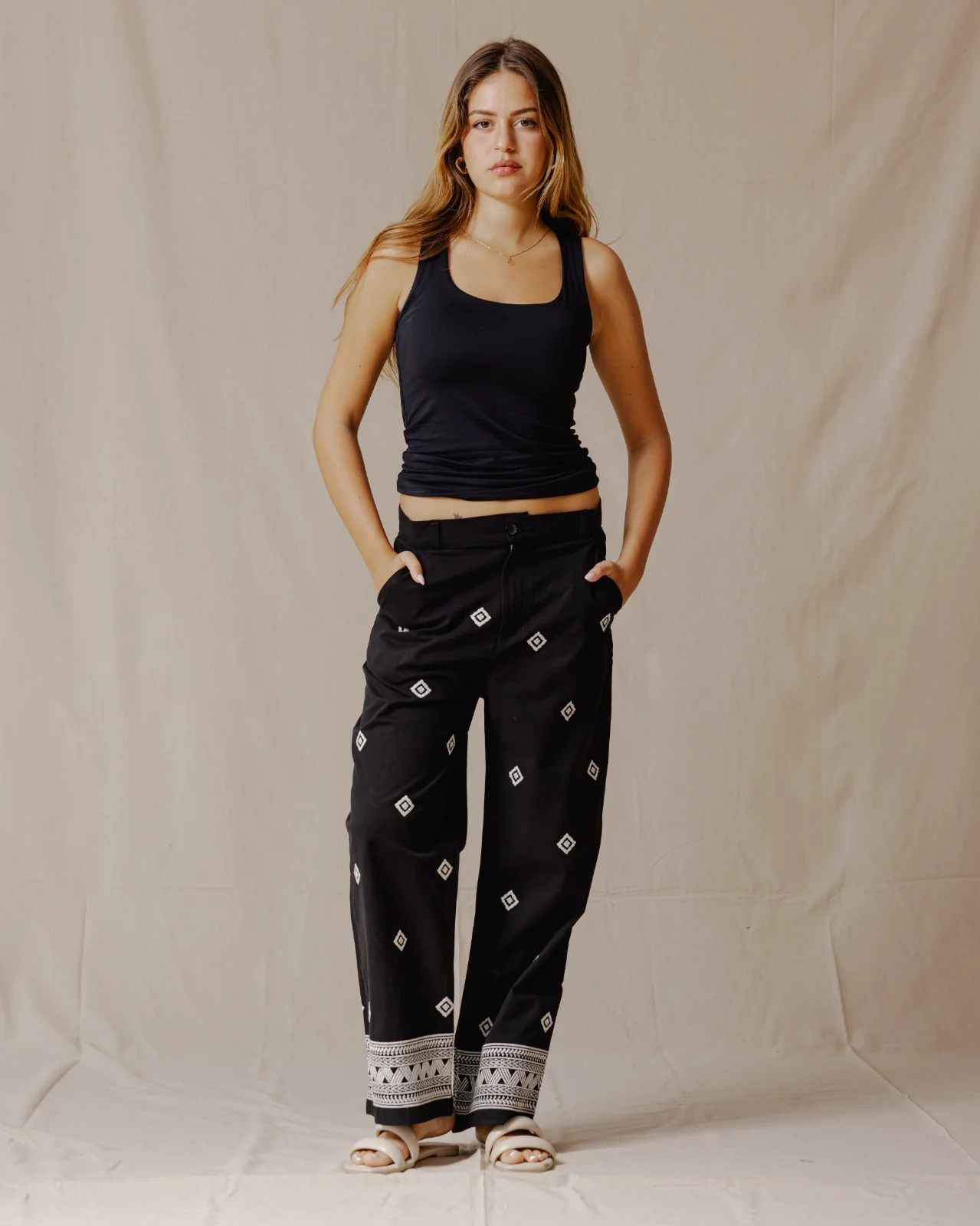 Ethnic Embroidered Pants Black - Image 2
