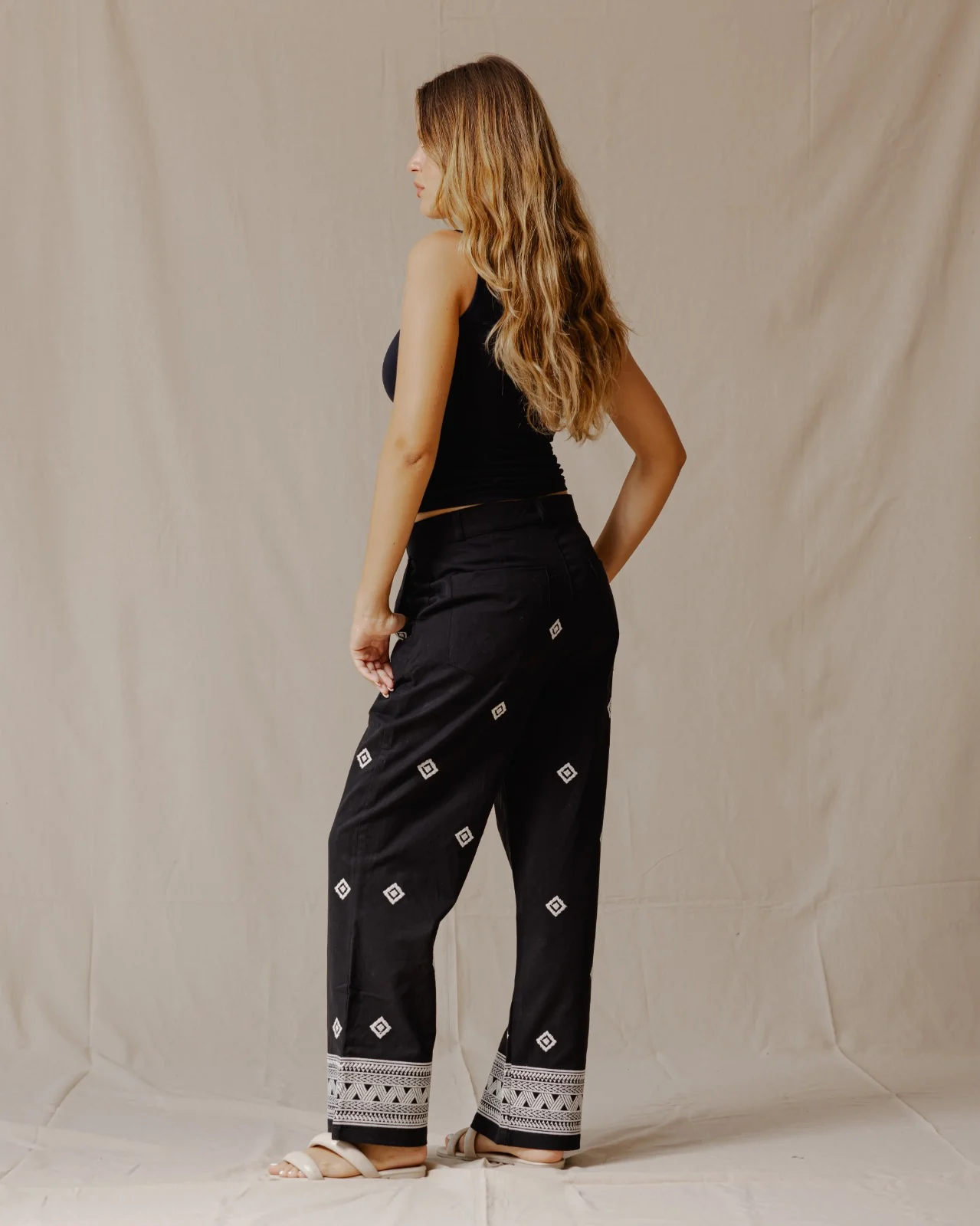 Ethnic Embroidered Pants Black - Image 3