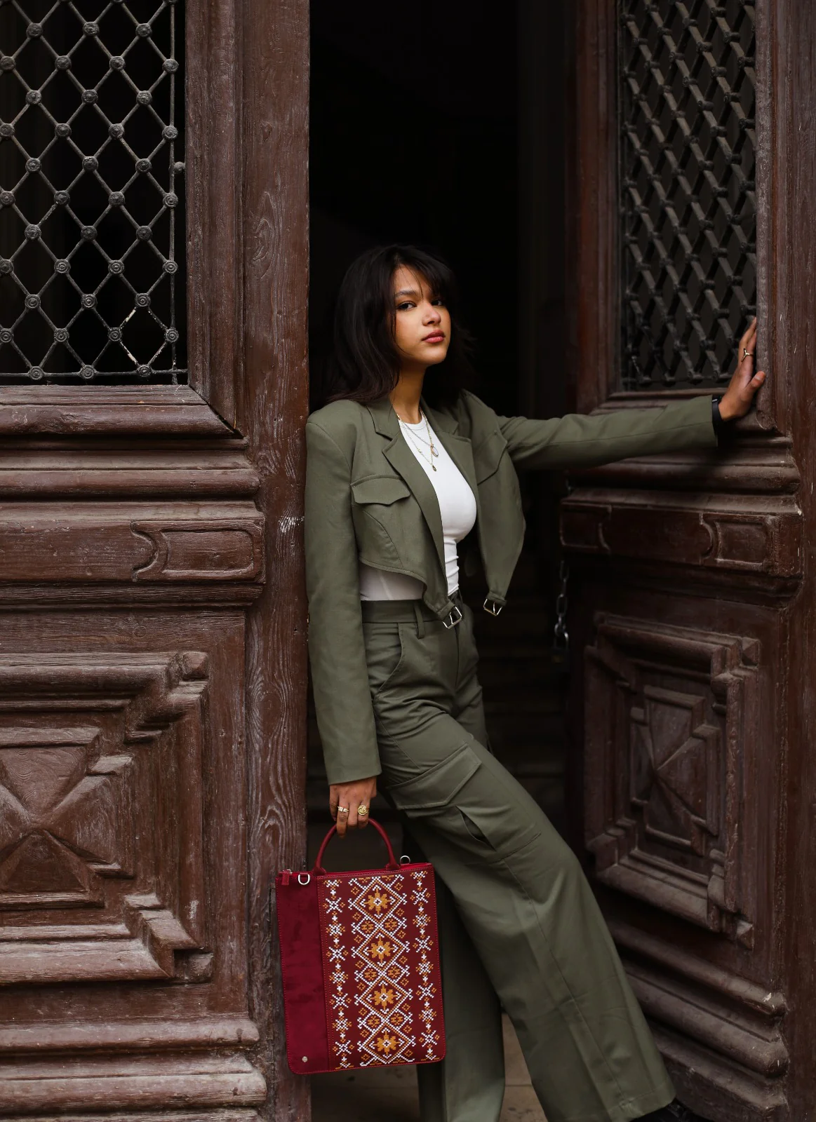 Ethnic Laptop Sleeve In Burgundy - Image 3