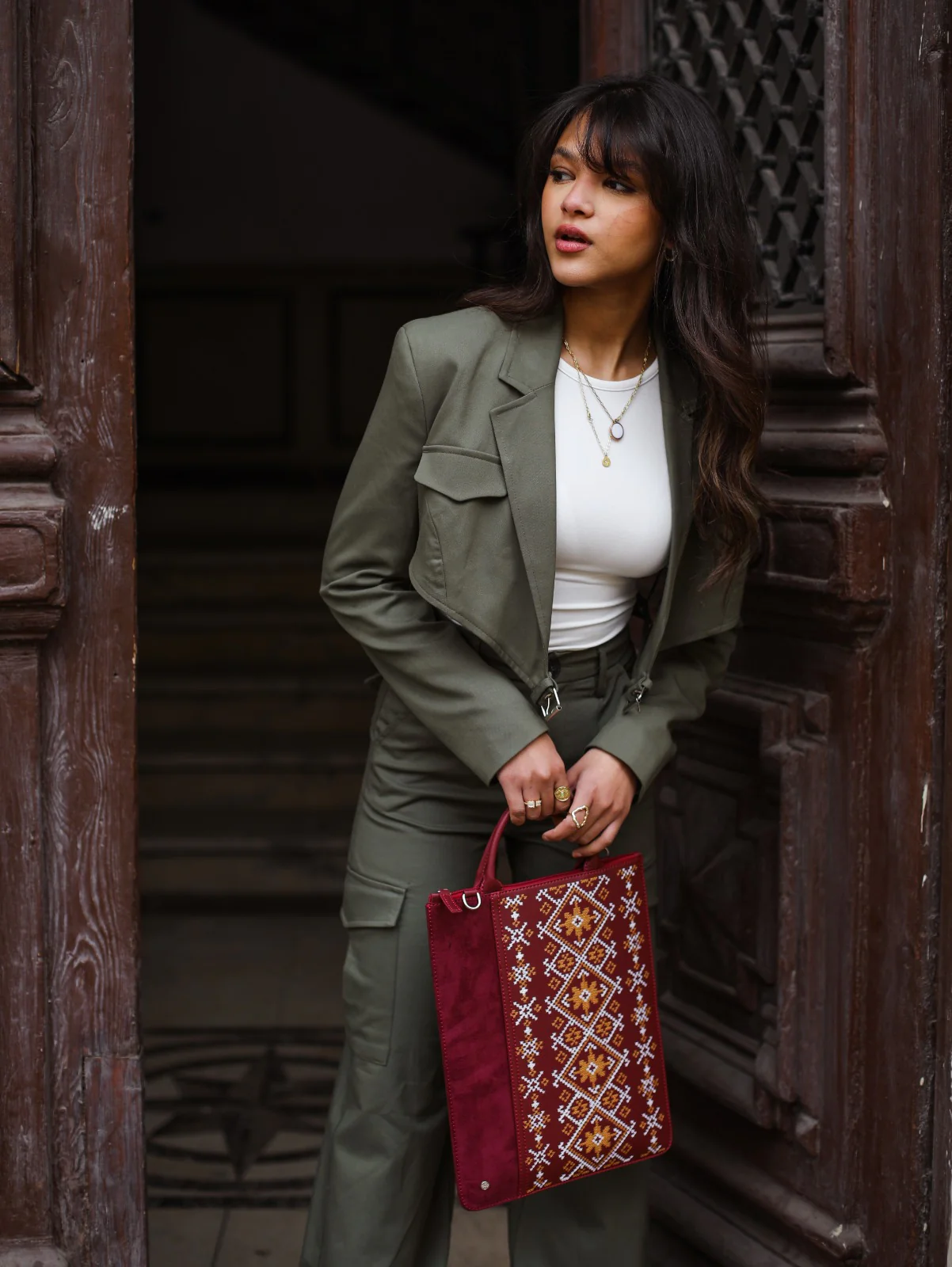 Ethnic Laptop Sleeve In Burgundy - Image 5