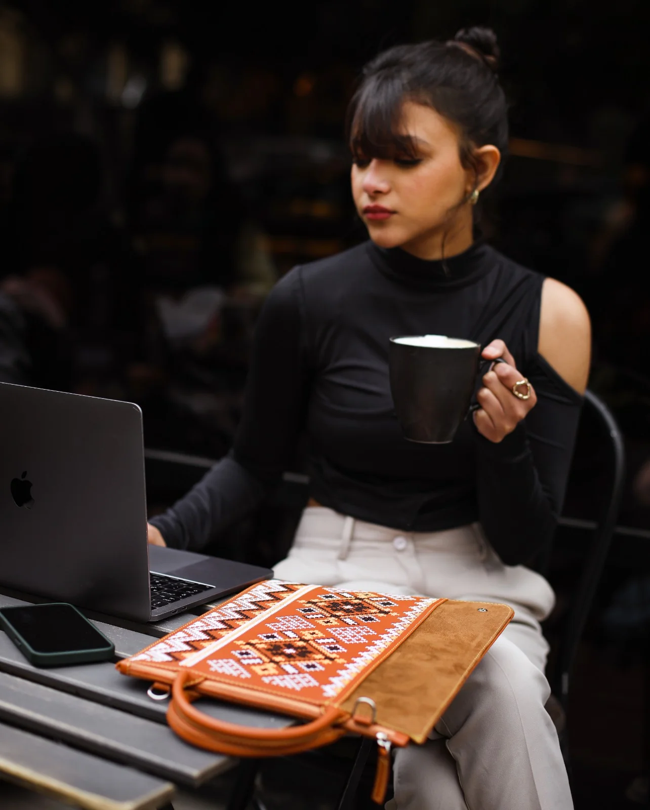 Ethnic Laptop Sleeve In Camel - Image 3