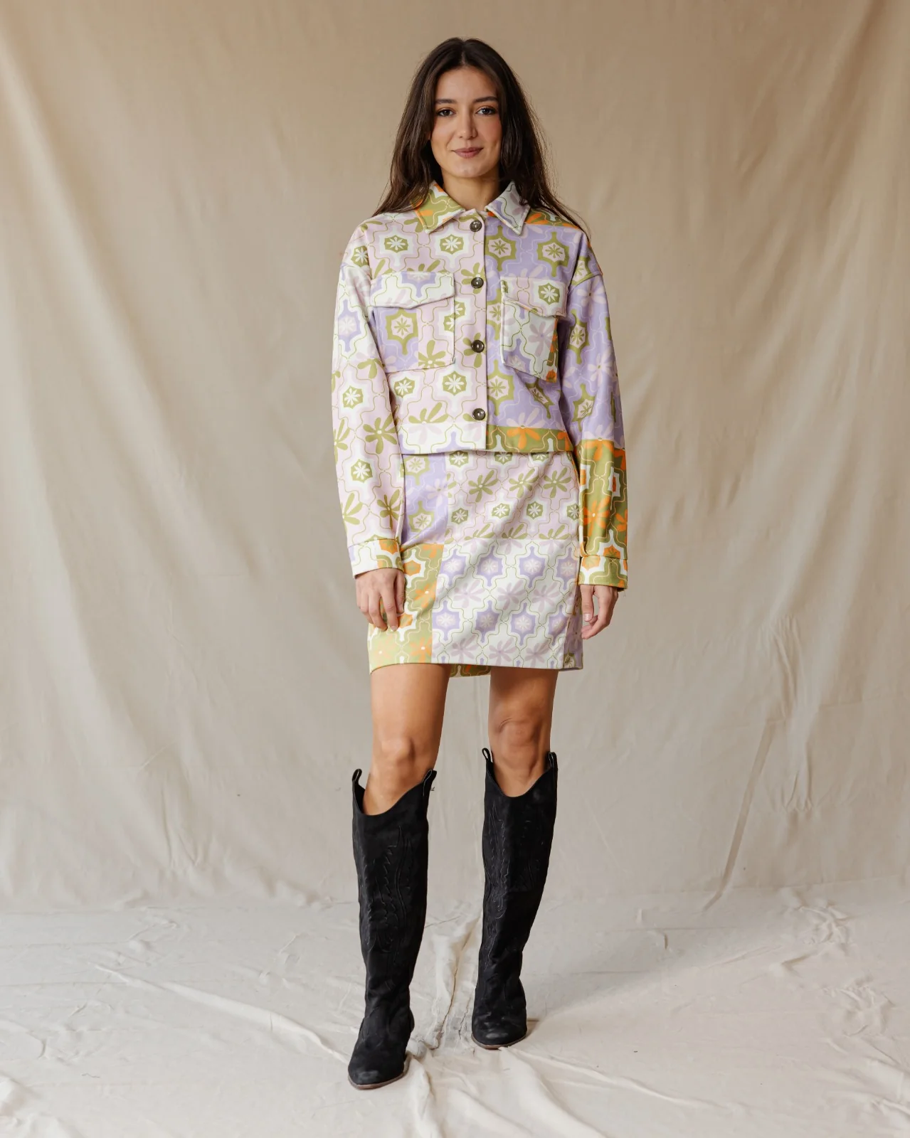 Floral Fiesta Suede Skirt - Image 3