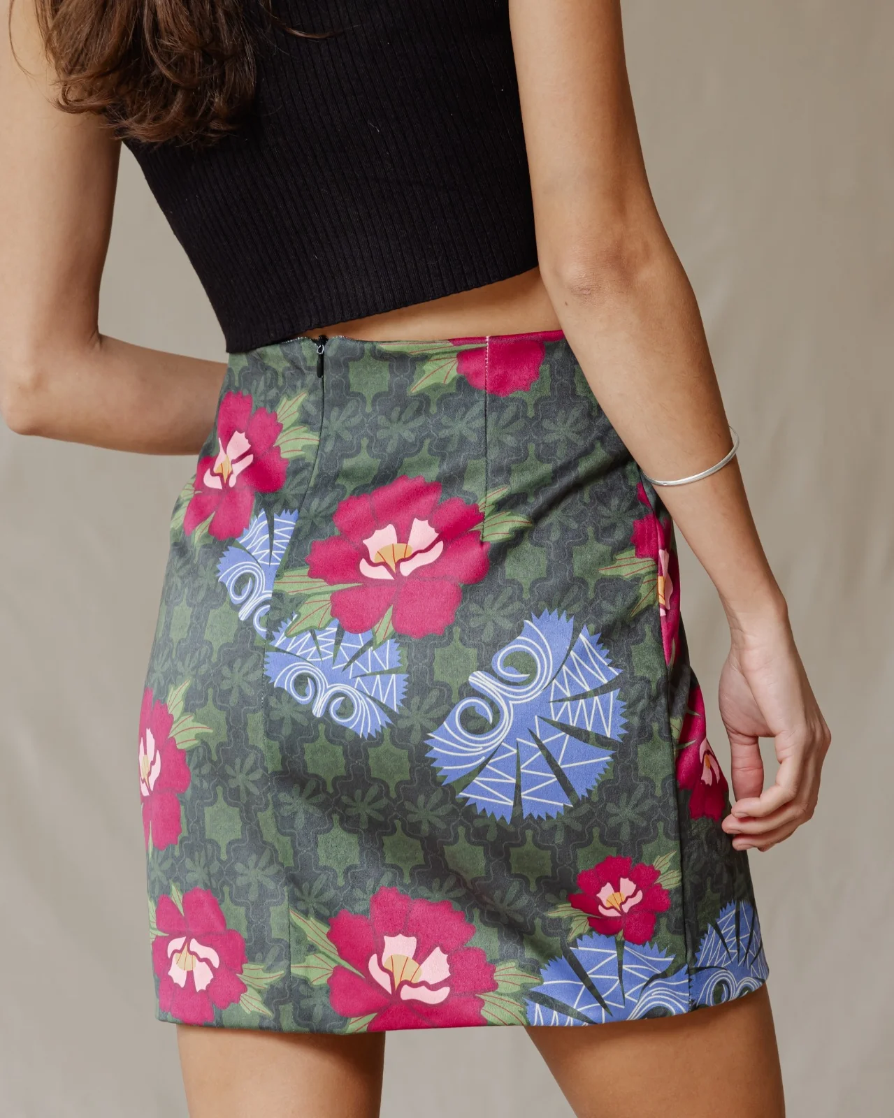 Floral Mosaic Suede Skirt - Image 3