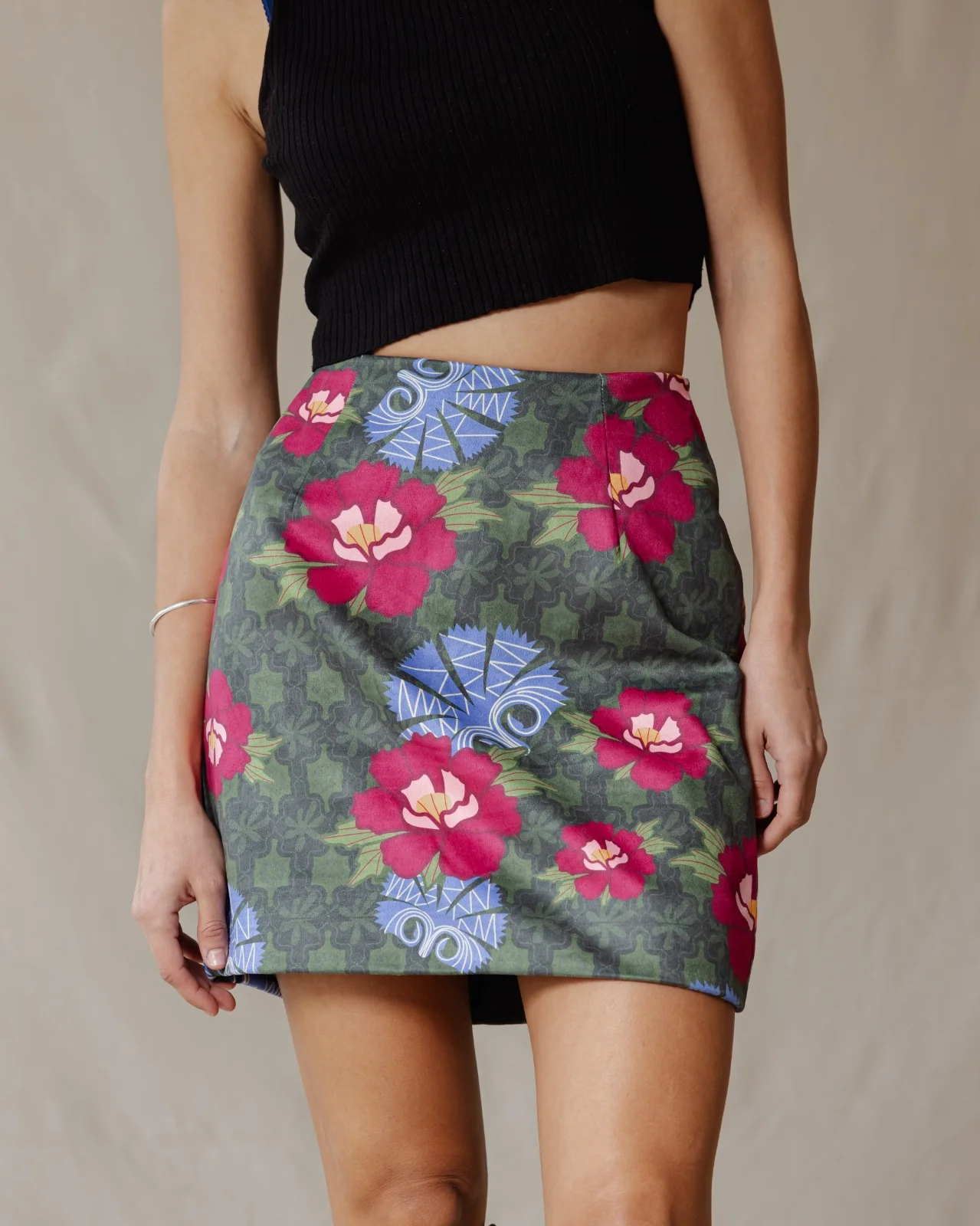 Floral Mosaic Suede Skirt - Image 7