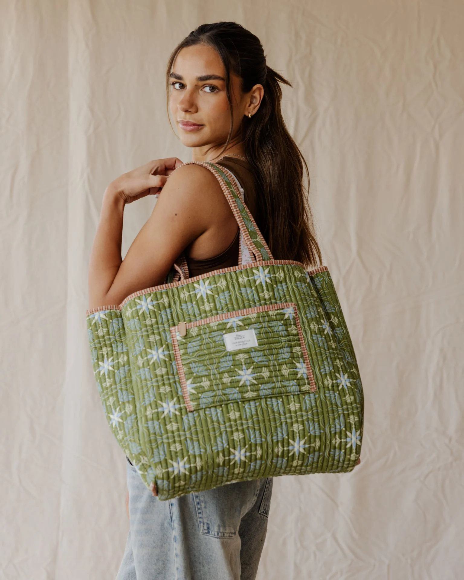Folk Wing Quilted Tote Bag - Image 5