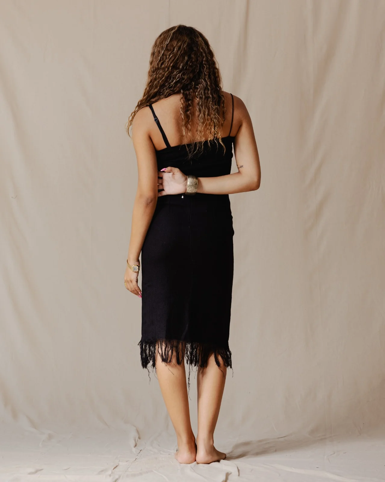 Fringed Boho Skirt Black - Image 2