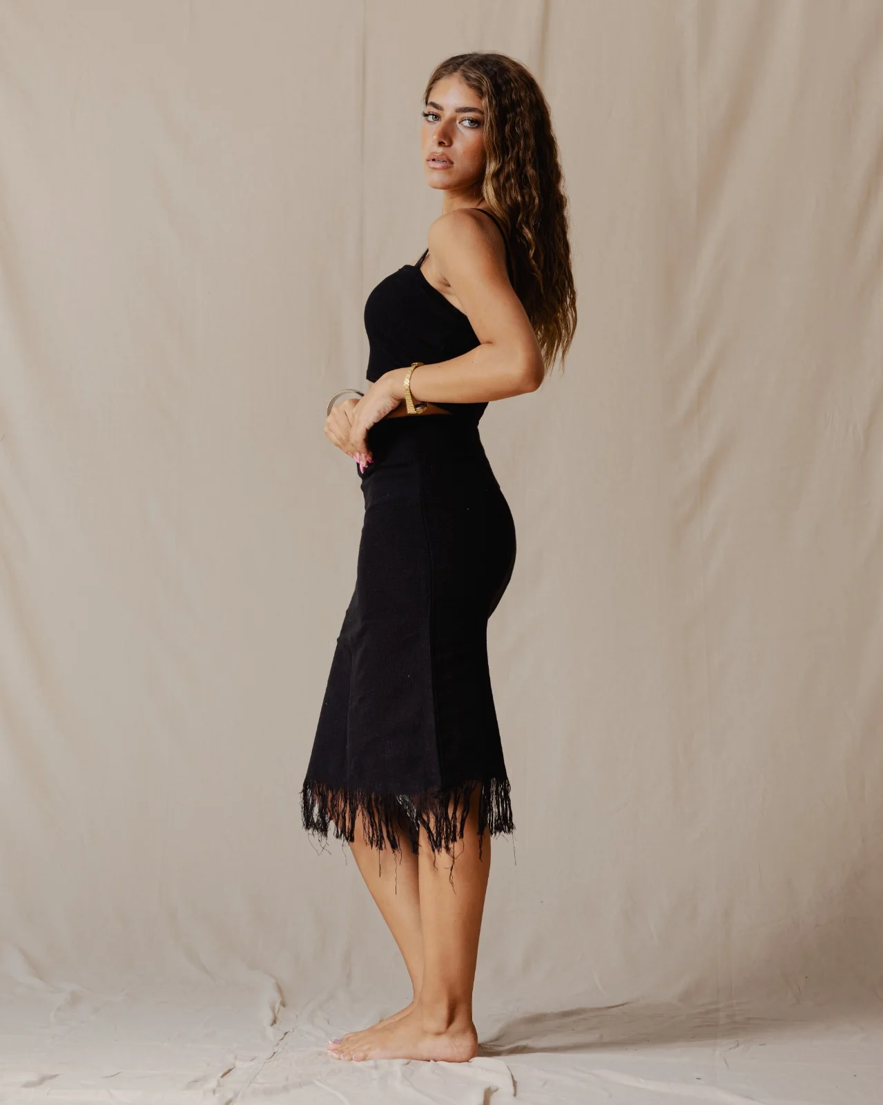 Fringed Boho Skirt Black - Image 3