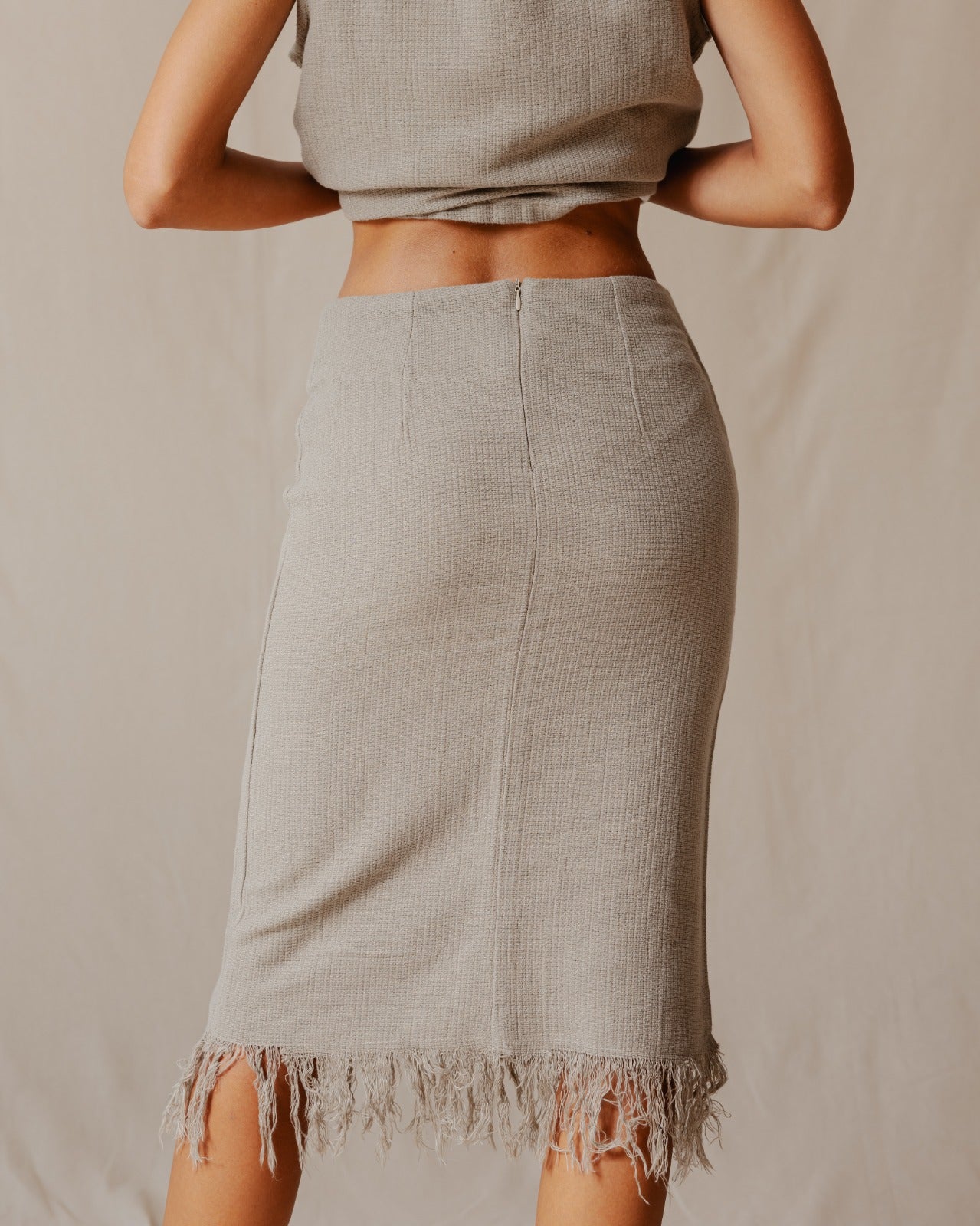 Fringed Boho Skirt Olive - Image 2