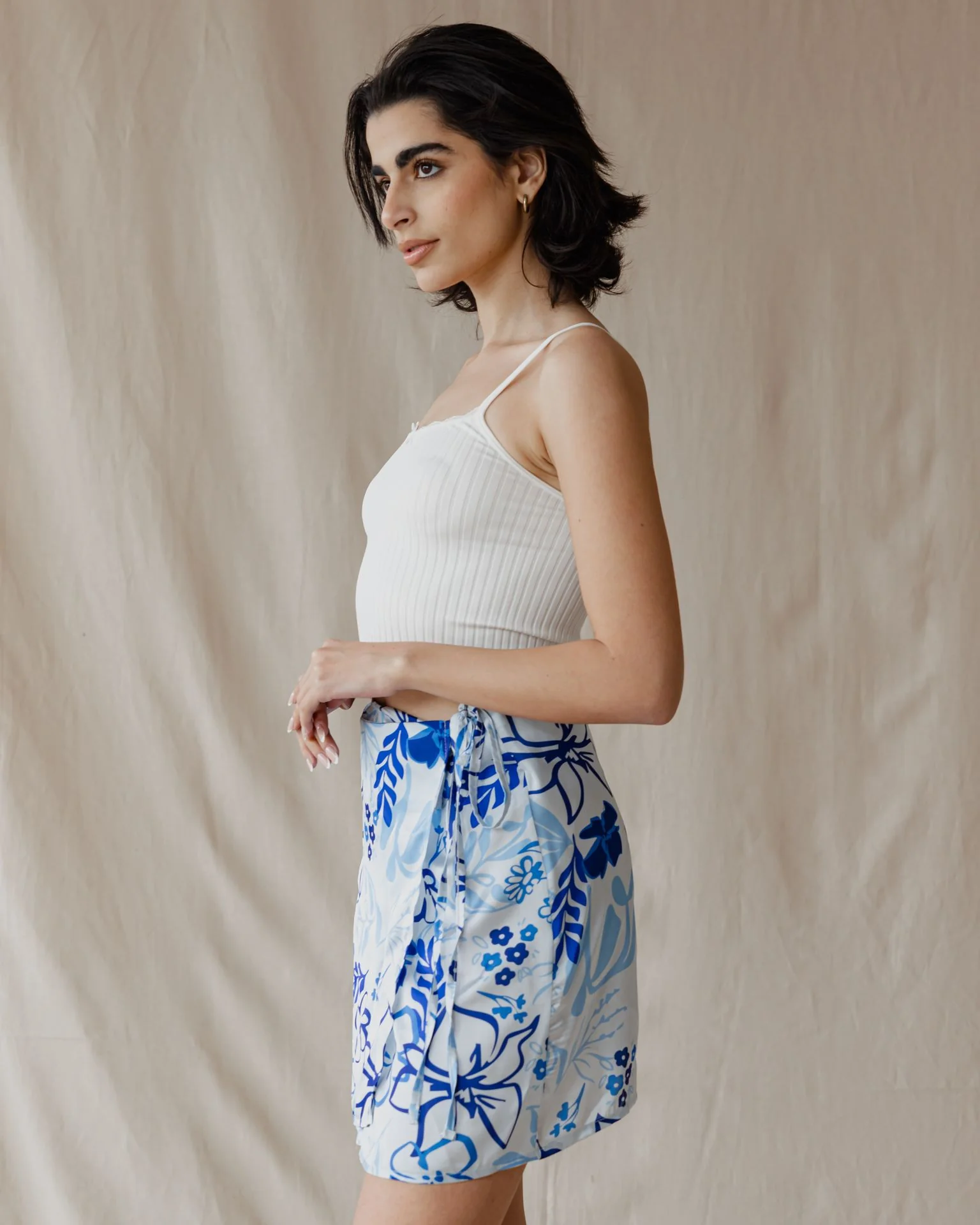 Frosted Petals Wrap Mini Skirt - Image 2