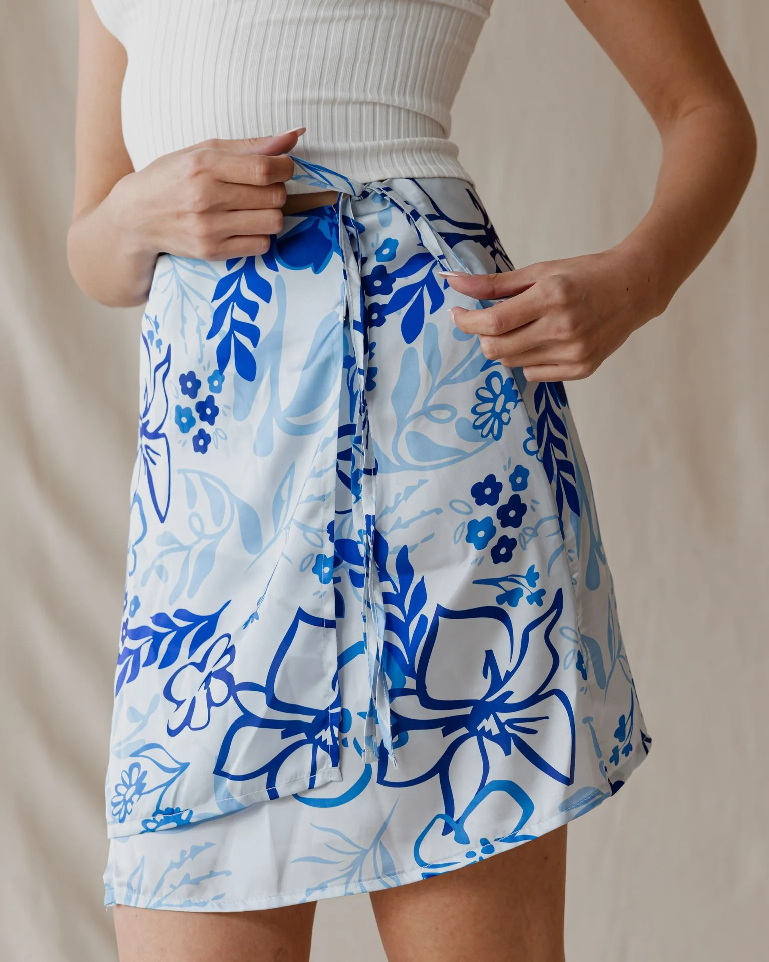 Frosted Petals Wrap Mini Skirt - Image 4