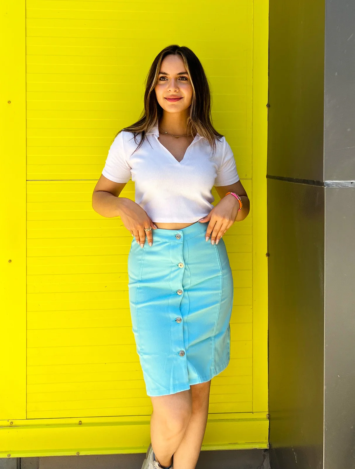 Gabardine Turquoise Skirt - Image 2